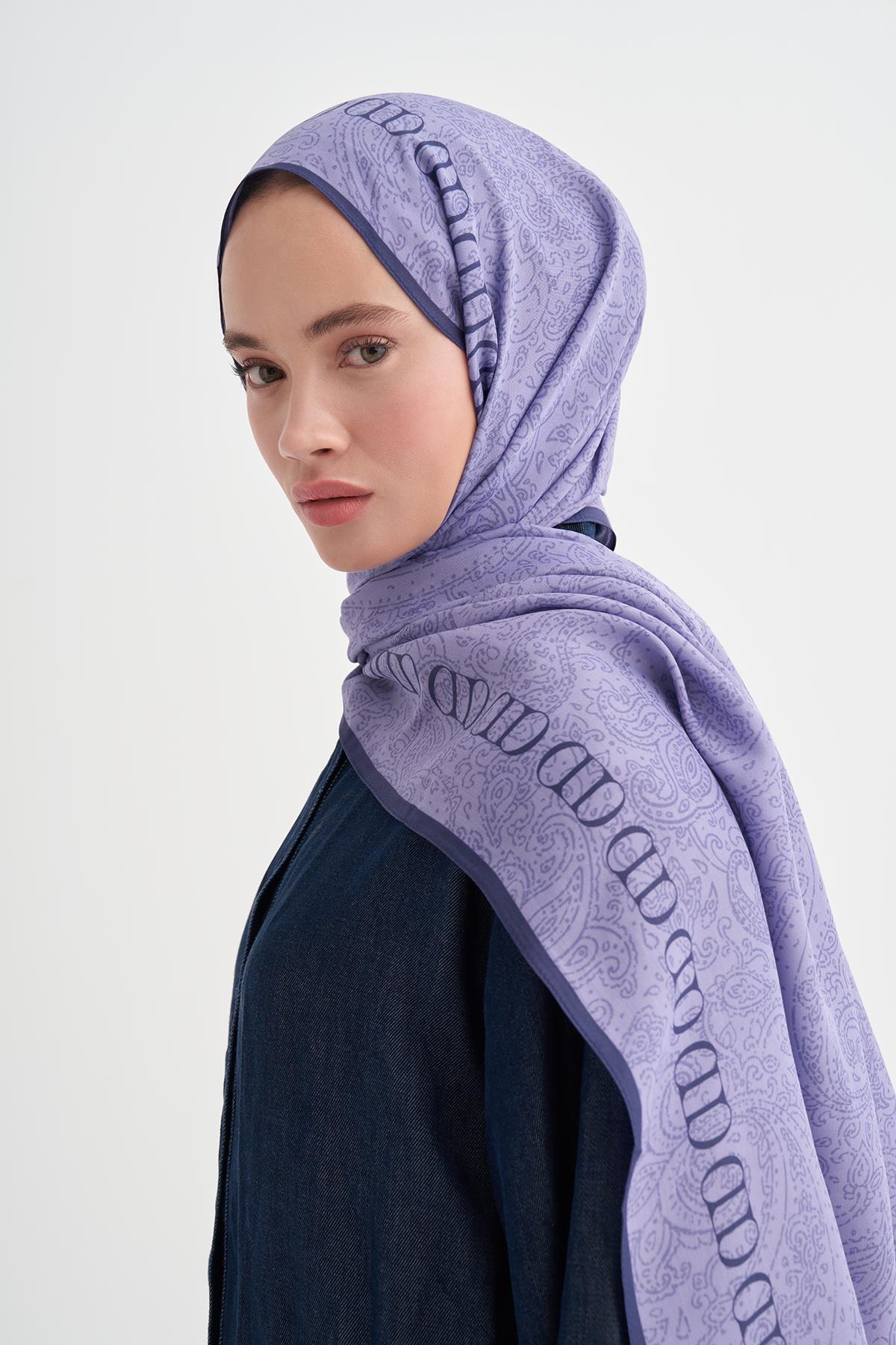 Elenora Monogram Floş Şal Lila