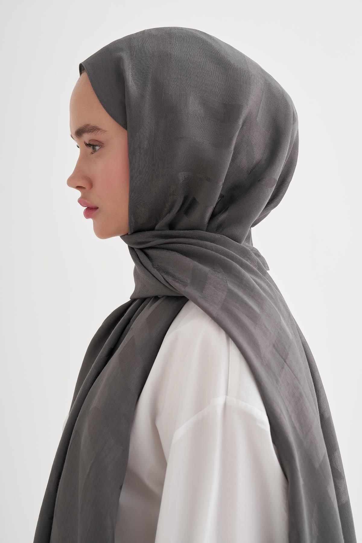 Geometrik Desen Liora Pamuk Şal Antrasit