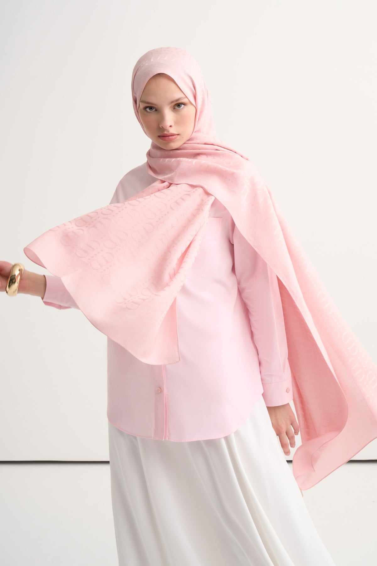Luxe Desen Liora Pamuk Şal Pembe