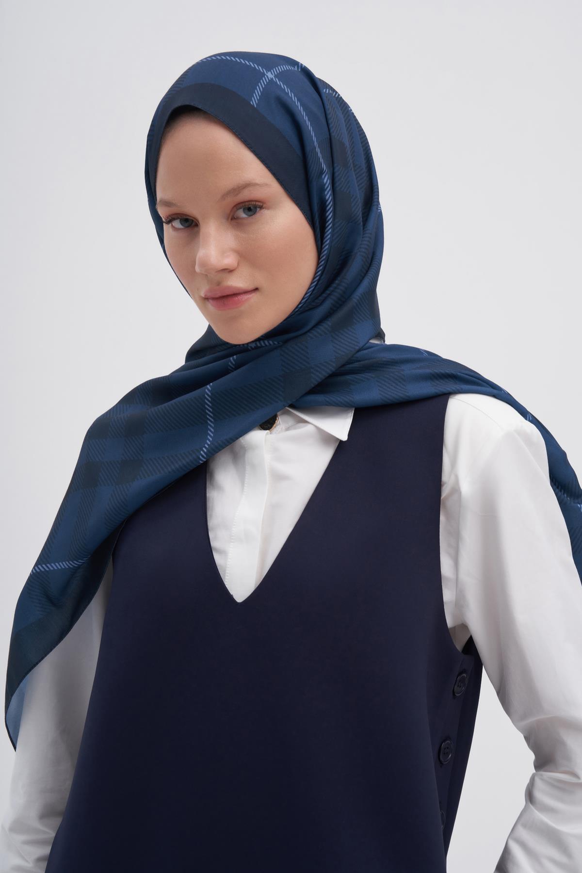 Echo Pamuk Şal Cuadros Mavi