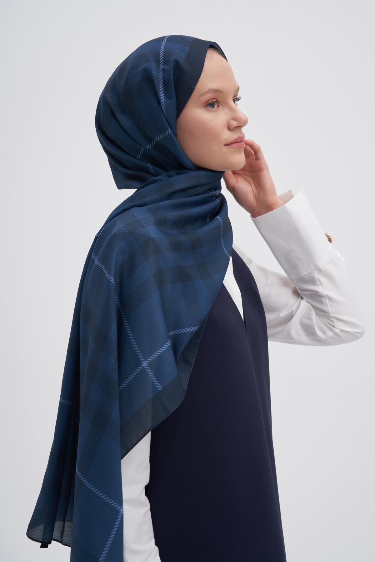 Echo Pamuk Şal Cuadros Mavi