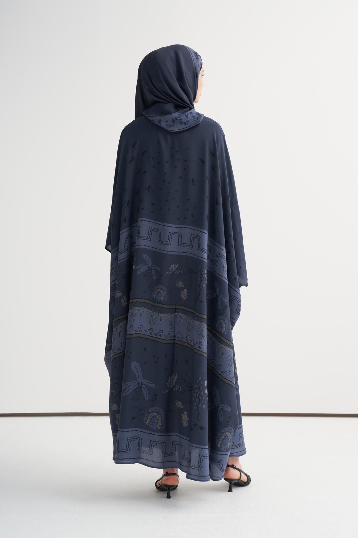 Dora Premium Floş Kaftan Lacivert