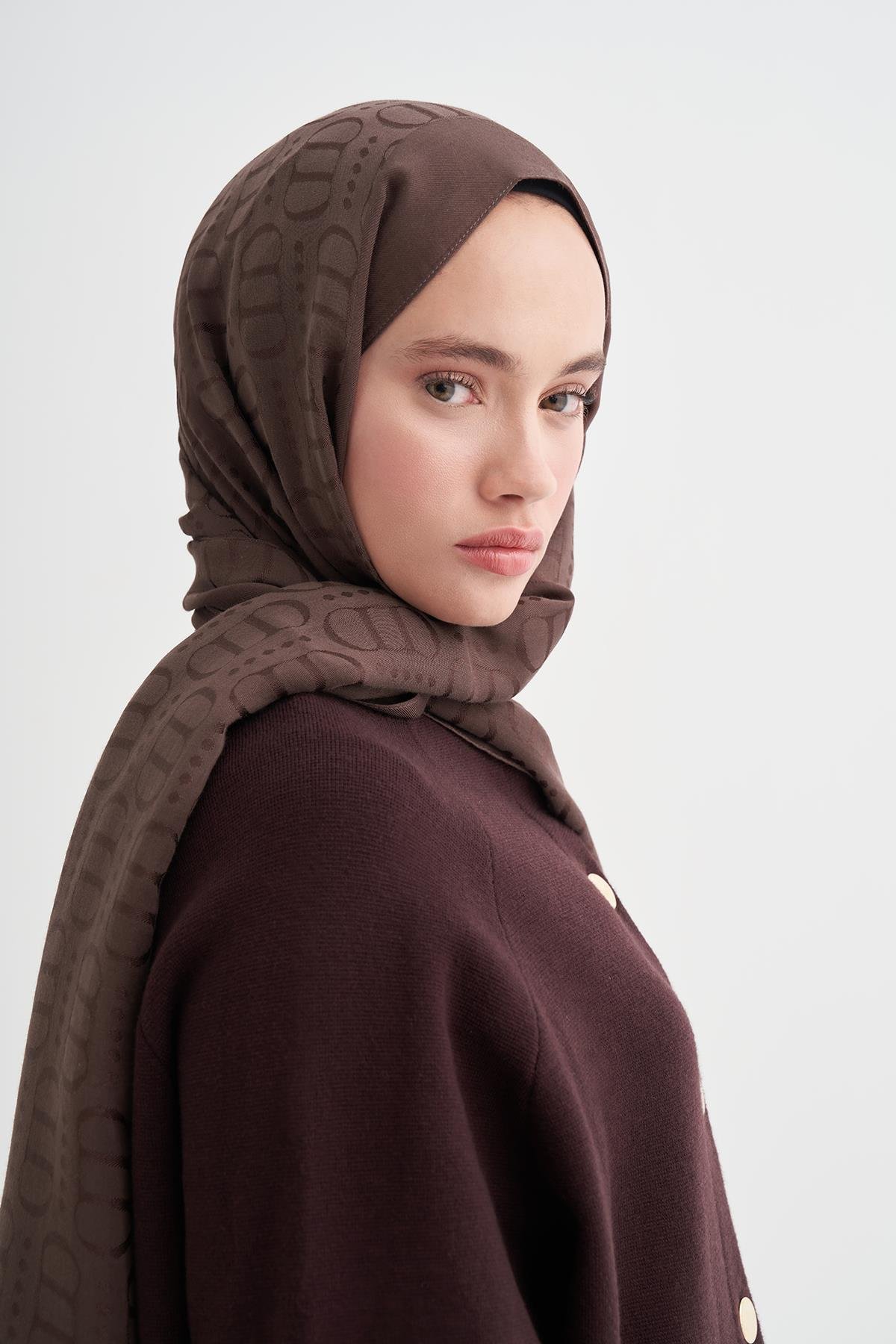 Luxe Desen Liora Pamuk Şal Sütlü Kahve