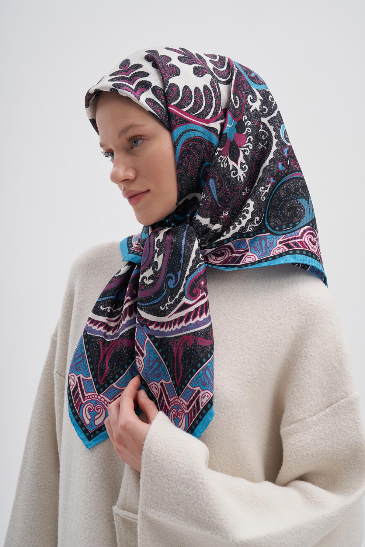 Emera Dark Mulbary İpek Eşarp