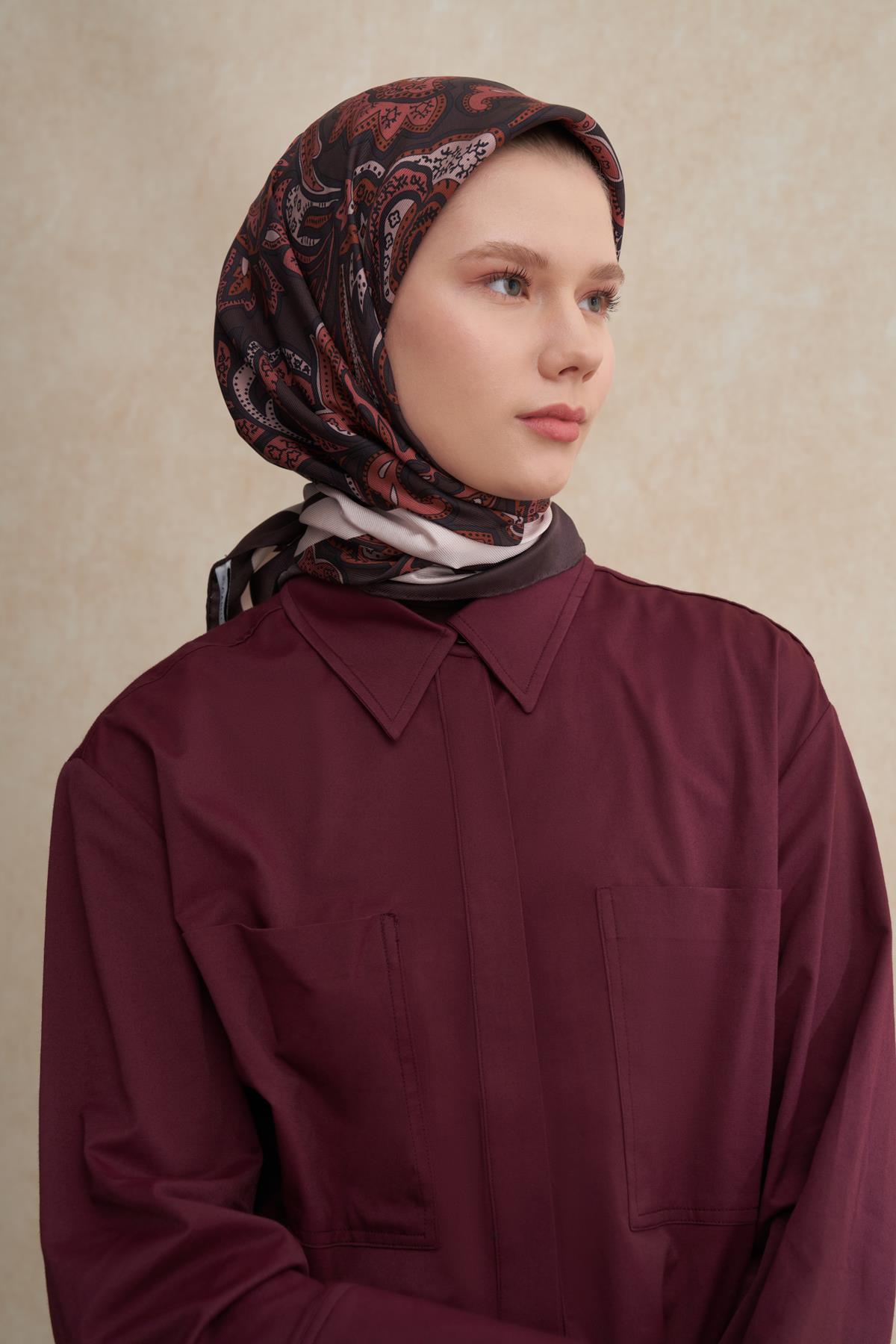 Etnic Bordo Mulbary İpek Eşarp