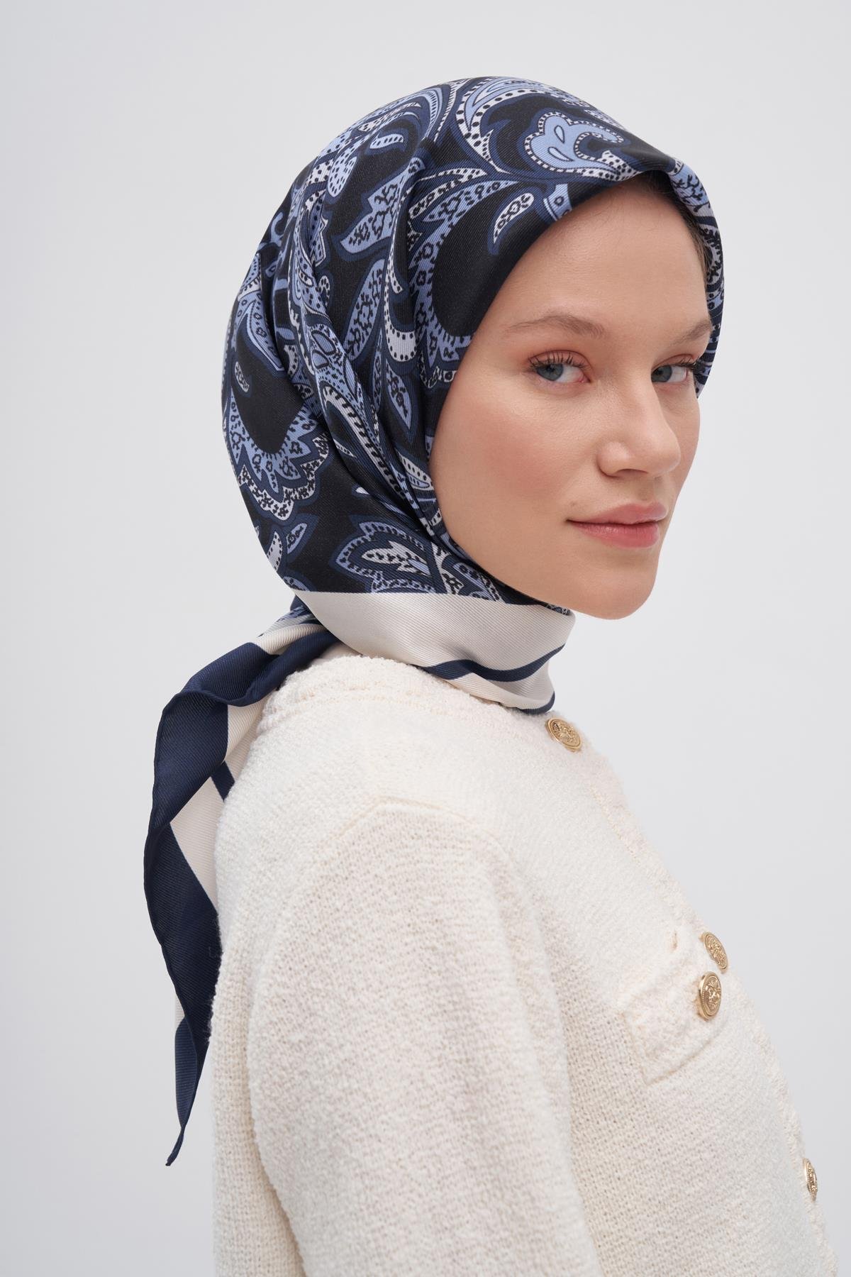 Etnic İndigo Mulbary İpek Eşarp