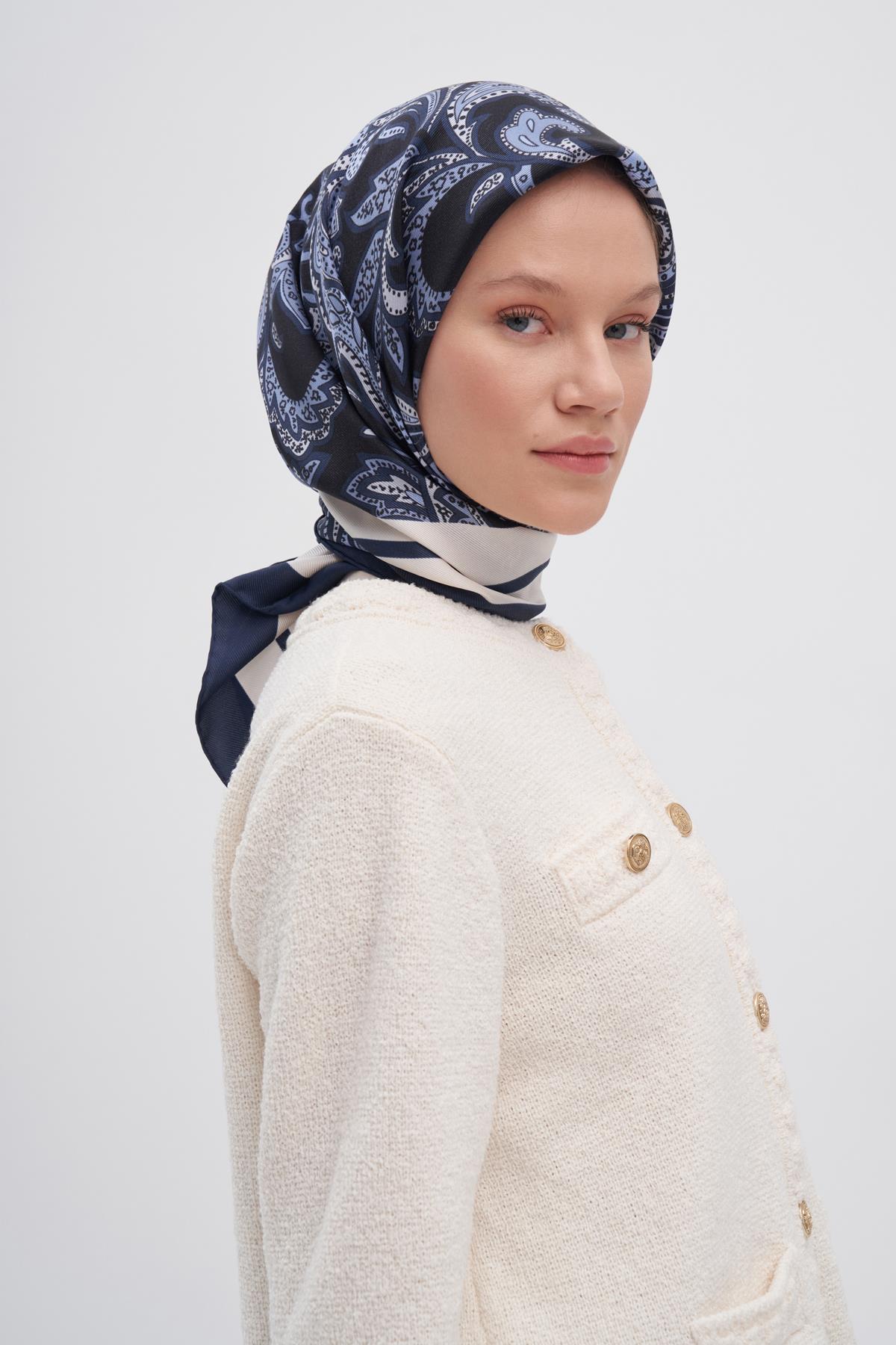 Etnic İndigo Mulbary İpek Eşarp