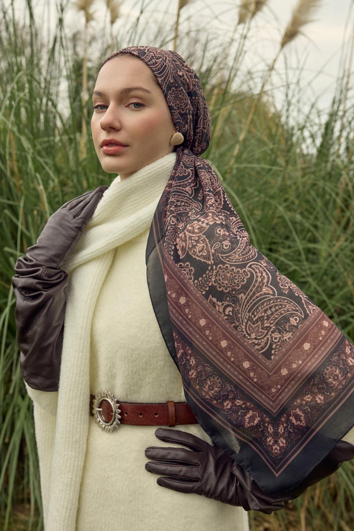 Etnik Kahve Nilla Pamuklu Şal