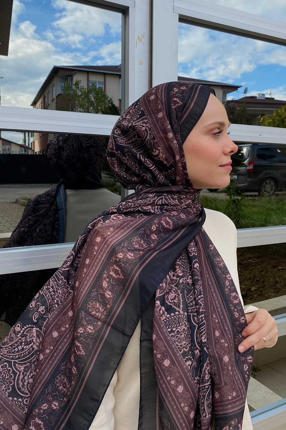 Etnik Kahve Nilla Pamuklu Şal