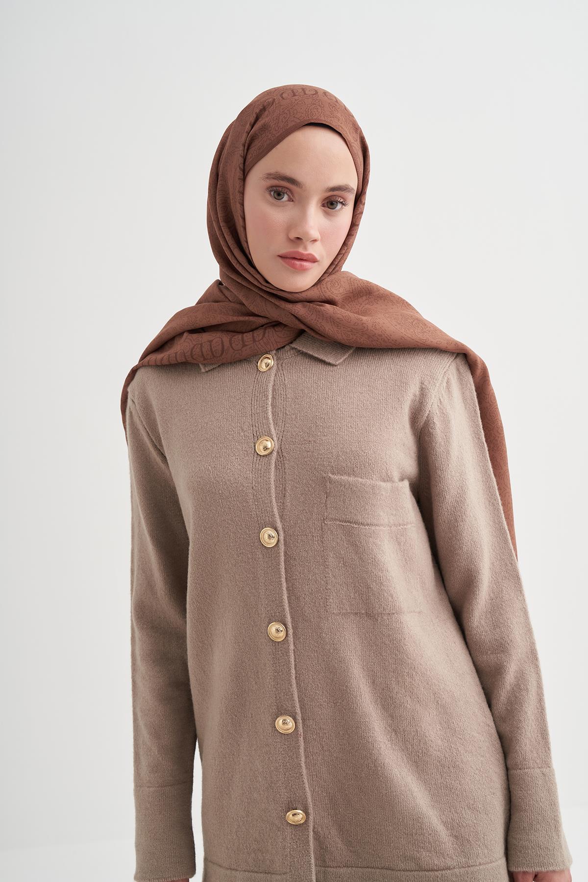 Elenora Monogram Floş Şal Taba