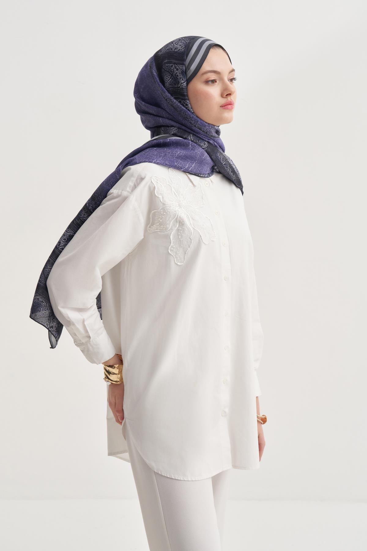 Serenya Vela Floş Şal Morcivert