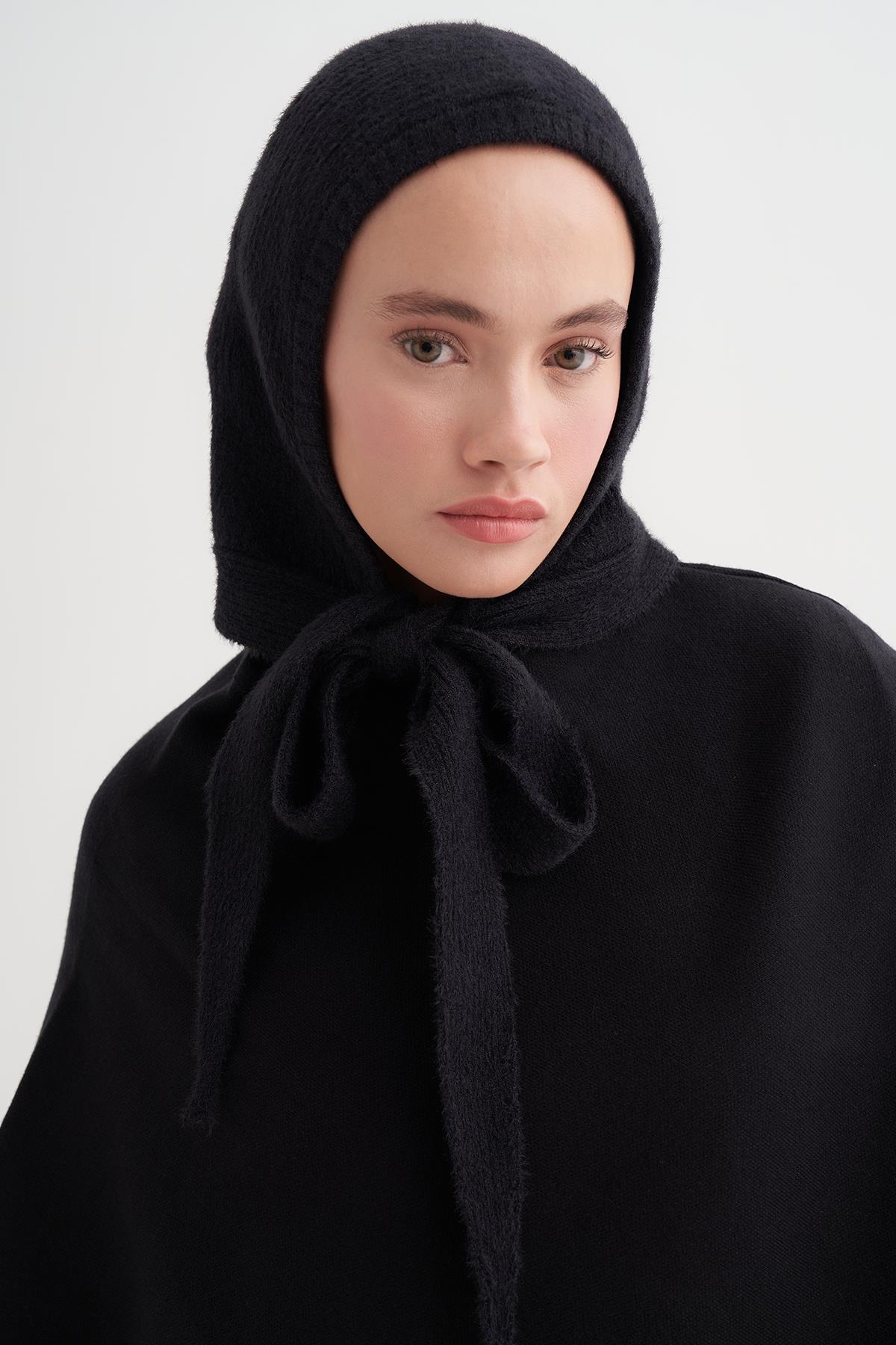 Knit Balaclava Bere Başlık Siyah