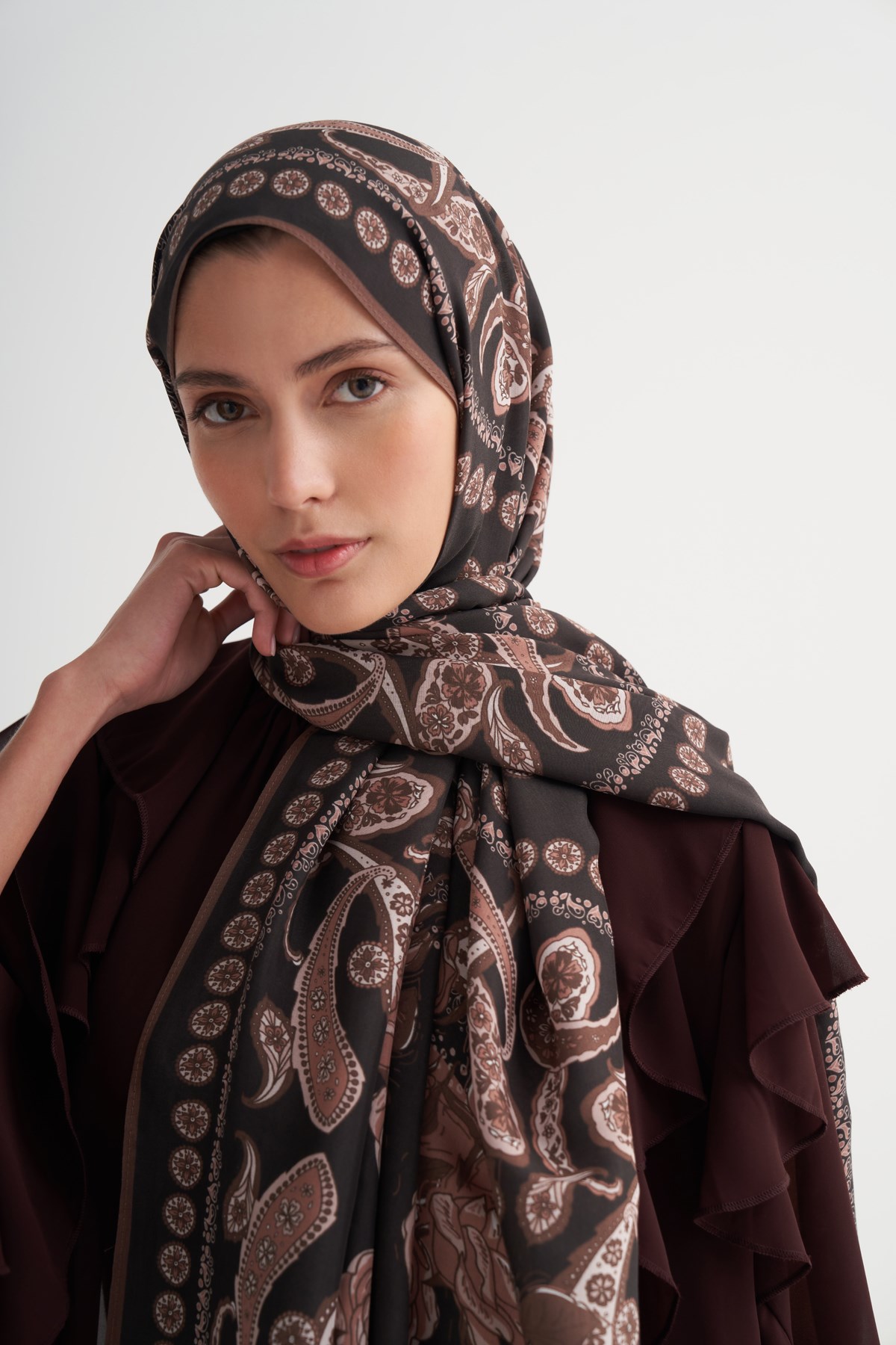 Moon Monogram Floş Şal Kahve