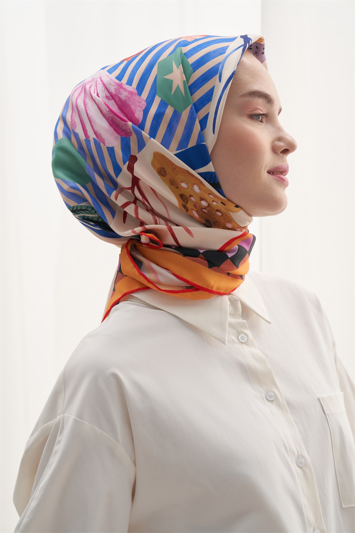 Twill Eşarp Pearl Çiçek