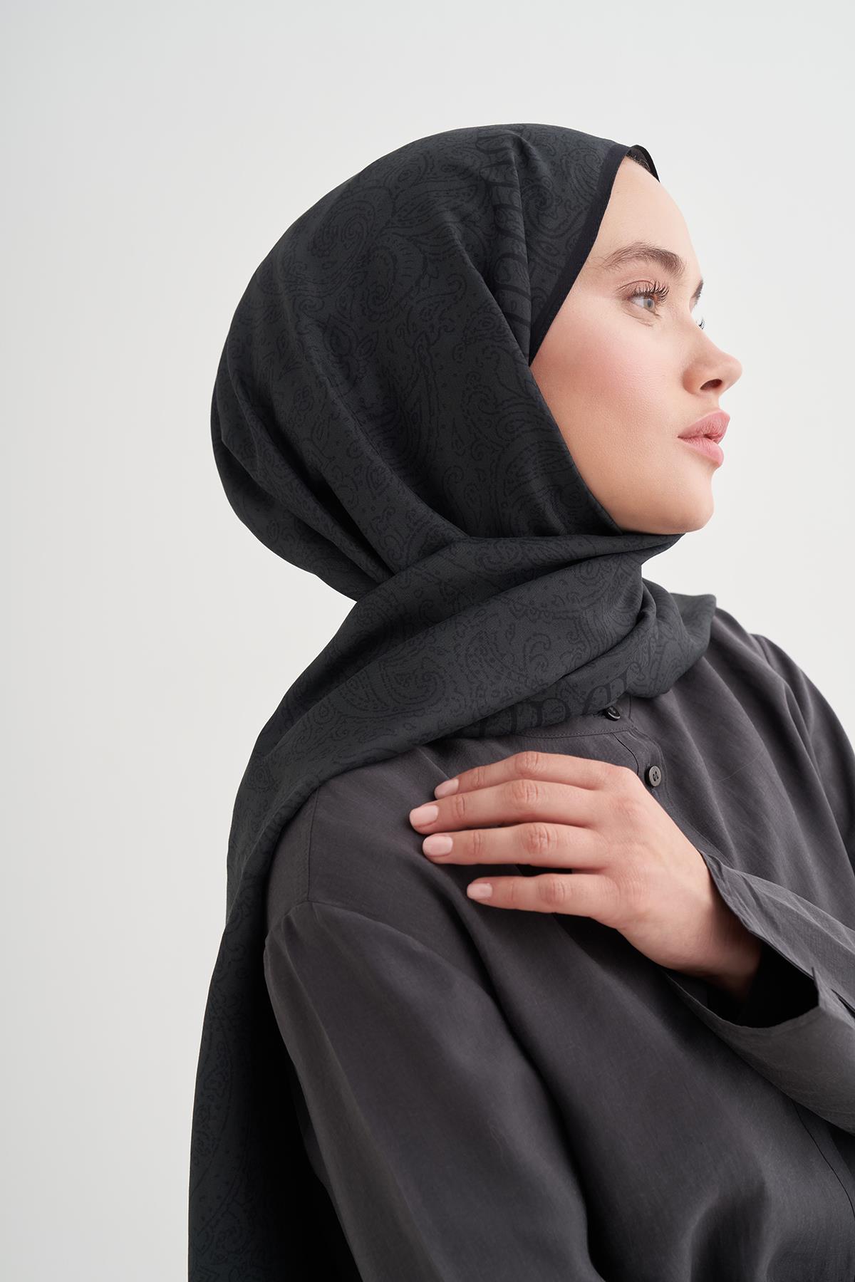 Elenora Monogram Floş Şal Antrasit