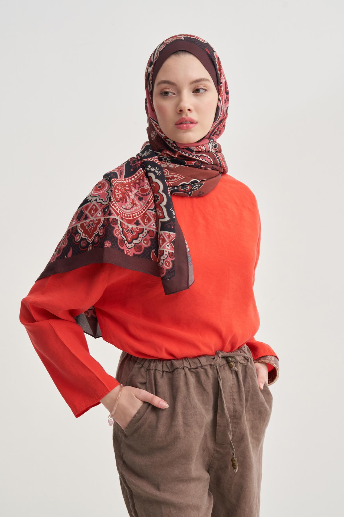 Liora Kızıl Nilla Pamuklu Şal