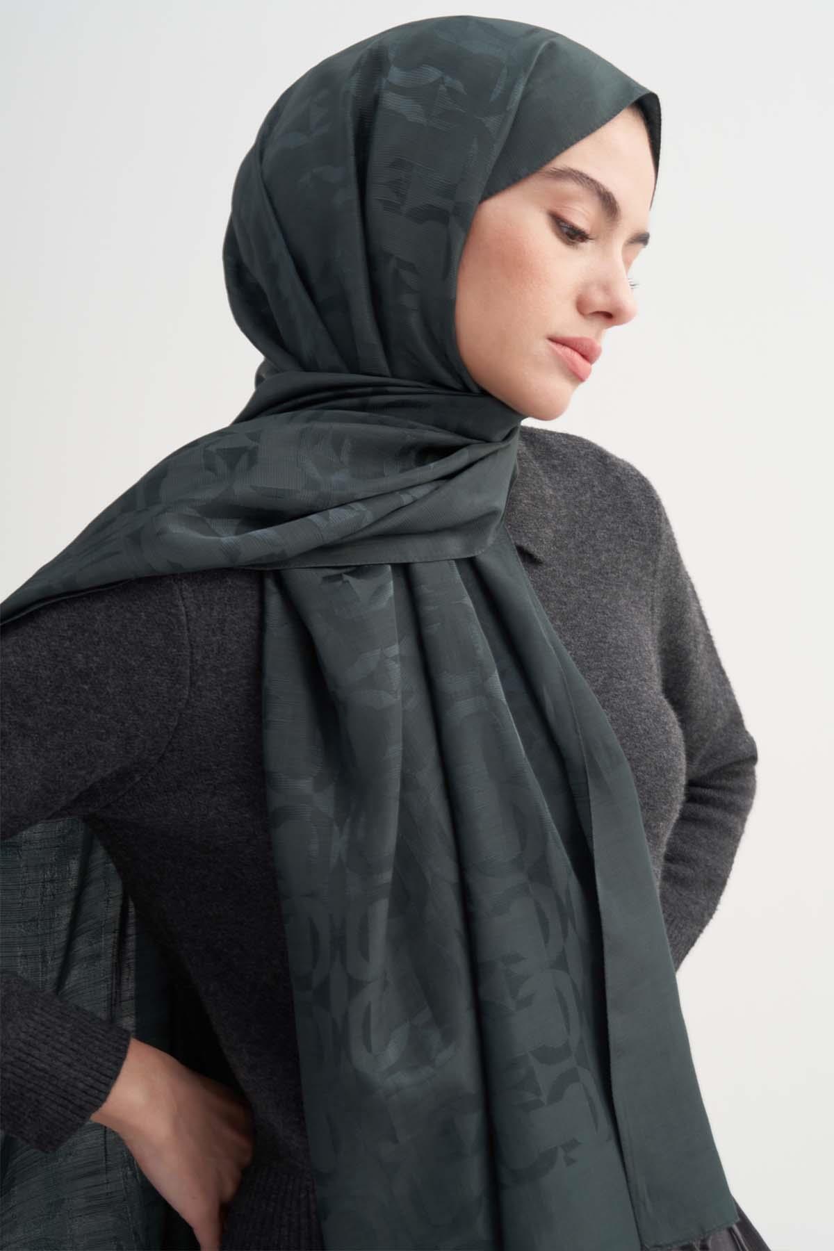 Blok Desen Rina Floş Jakar Şal Orman Yeşili