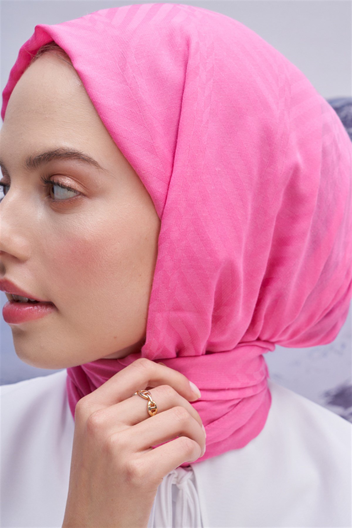 Fasone Modal Jakar Şal Koyu Pembe