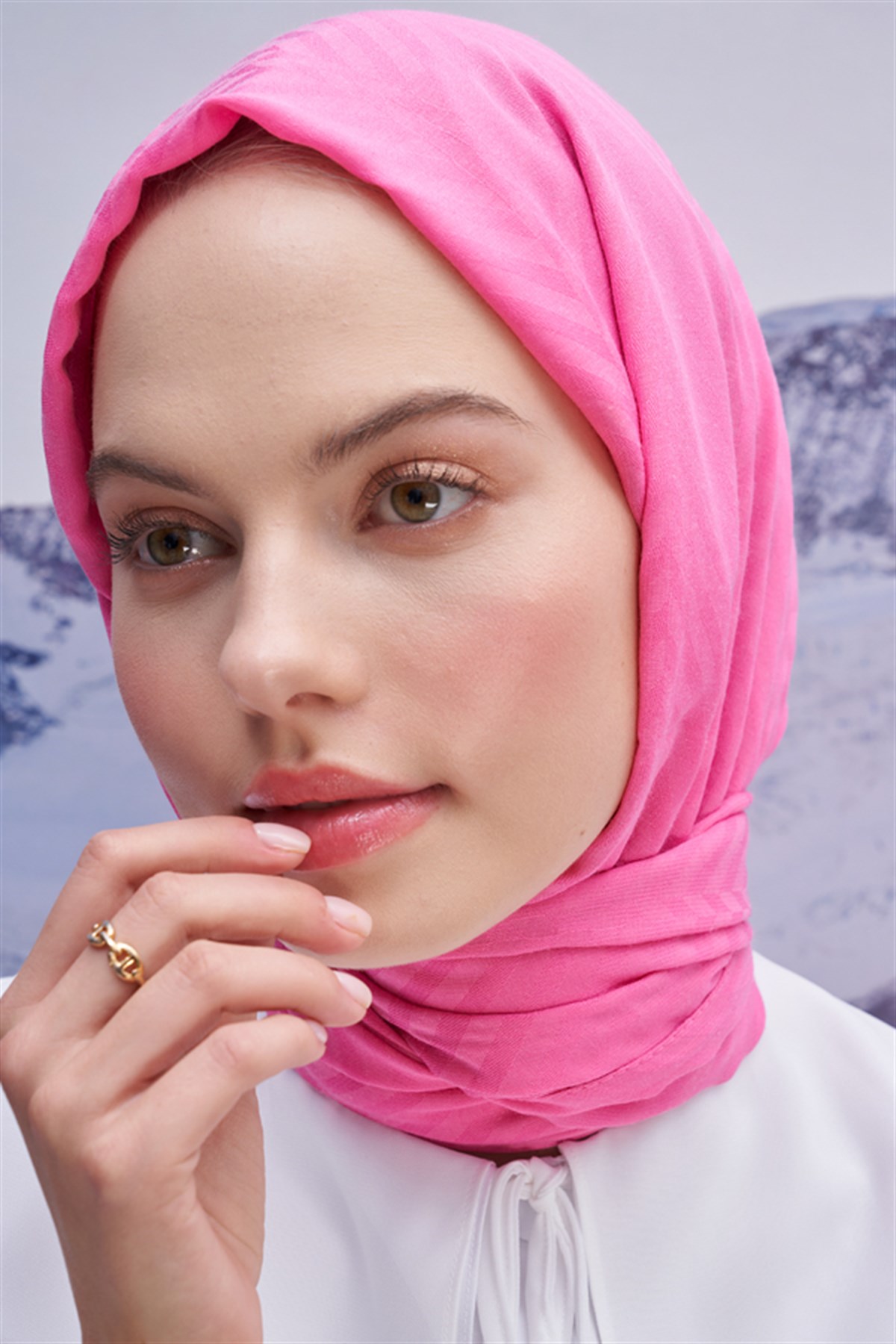 Fasone Modal Jakar Şal Koyu Pembe