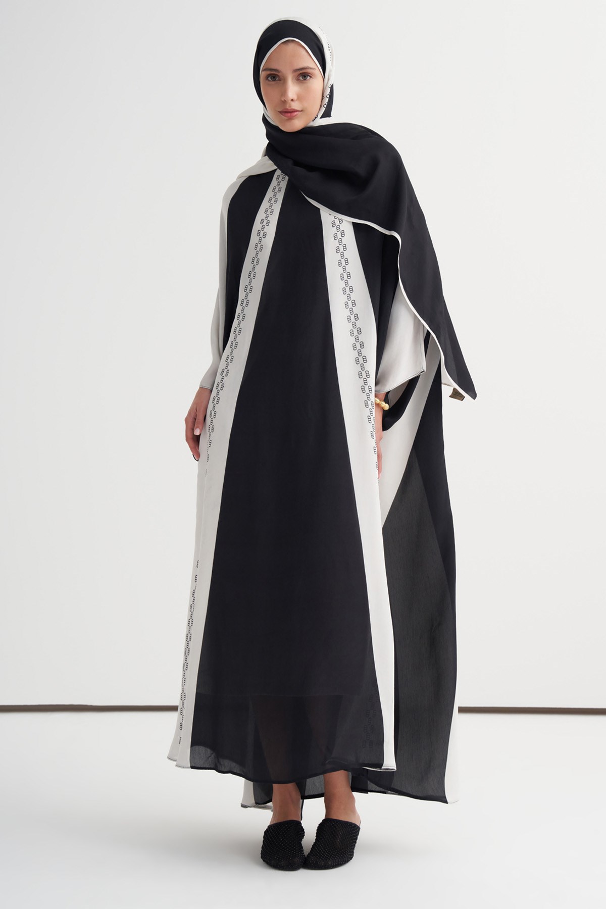 Monochrome Floş Kaftan Siyah