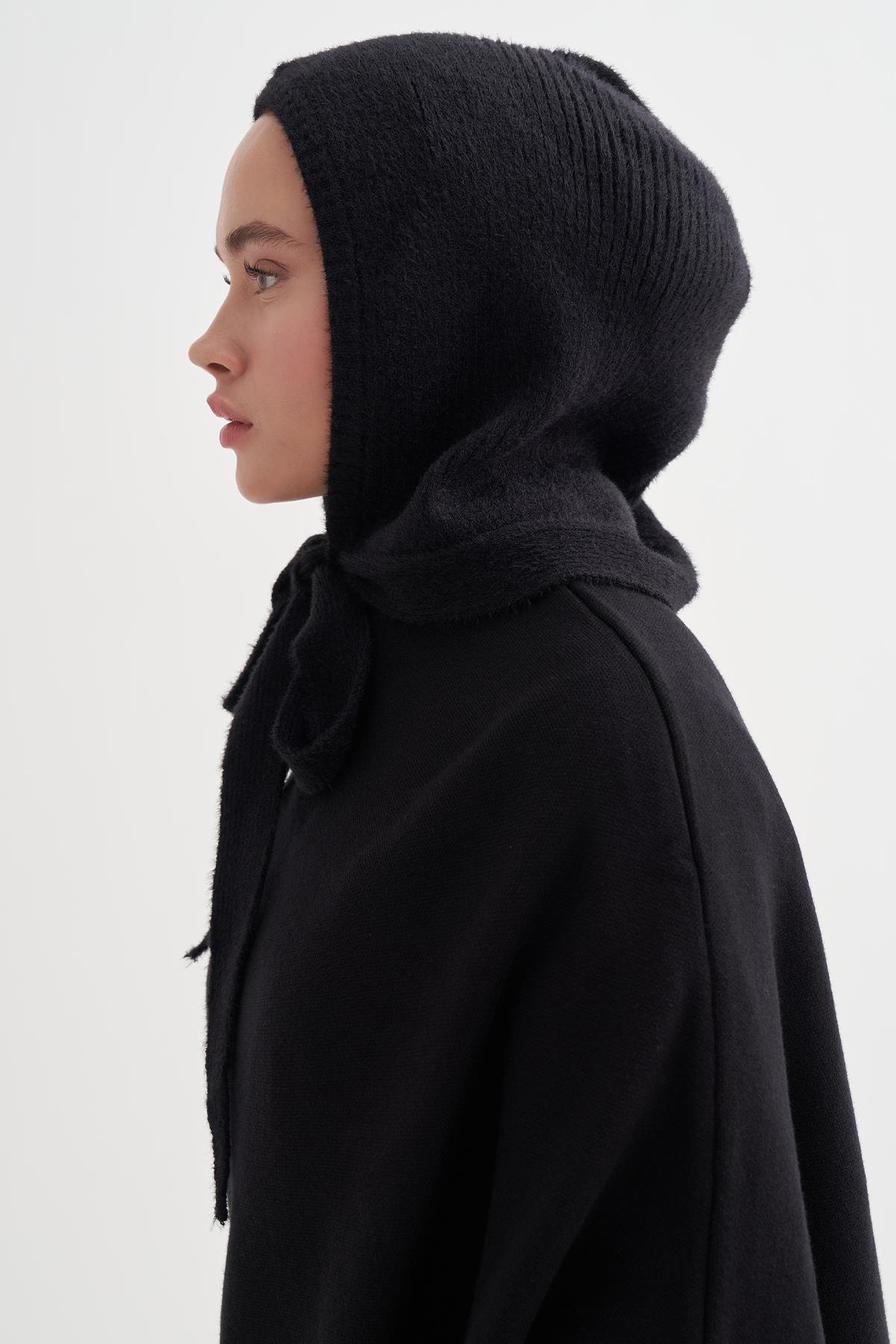 Knit Balaclava Bere Başlık Siyah