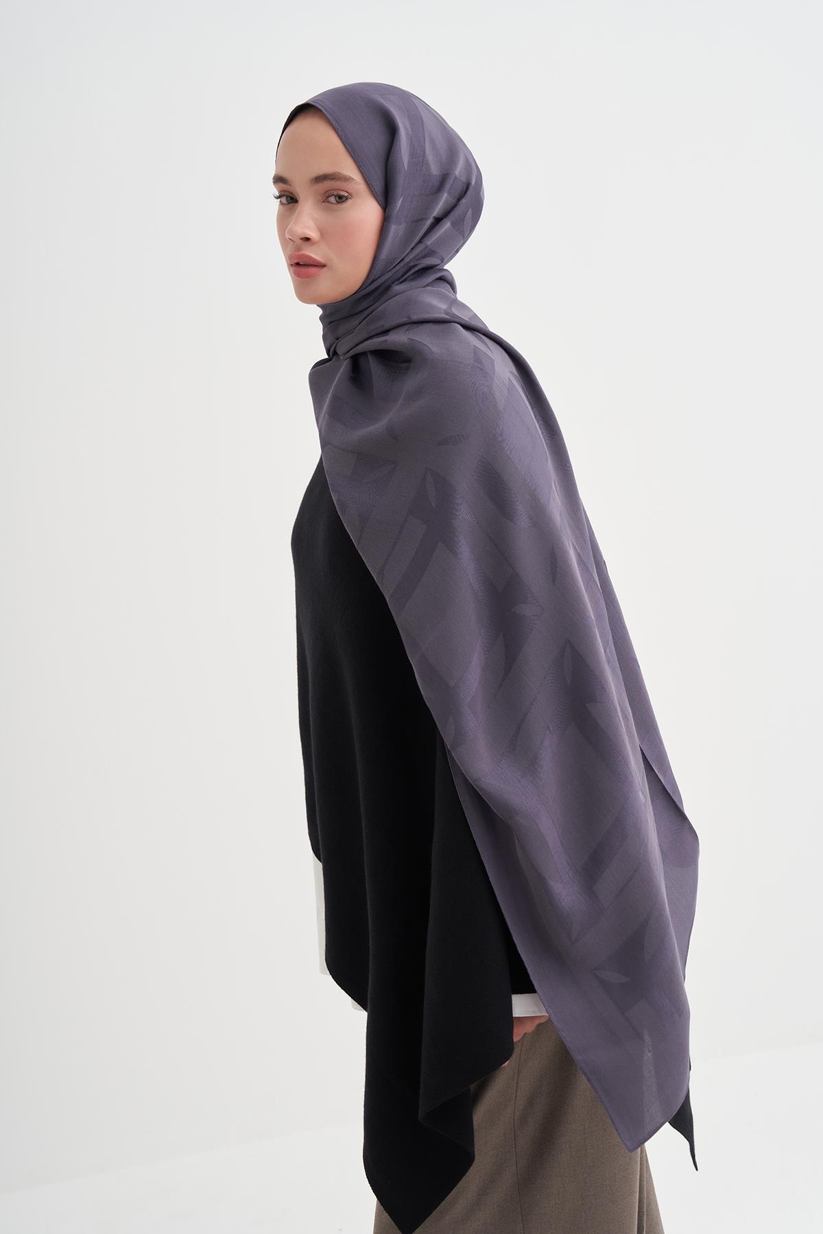 Geometrik Desen Liora Pamuk Şal Füme