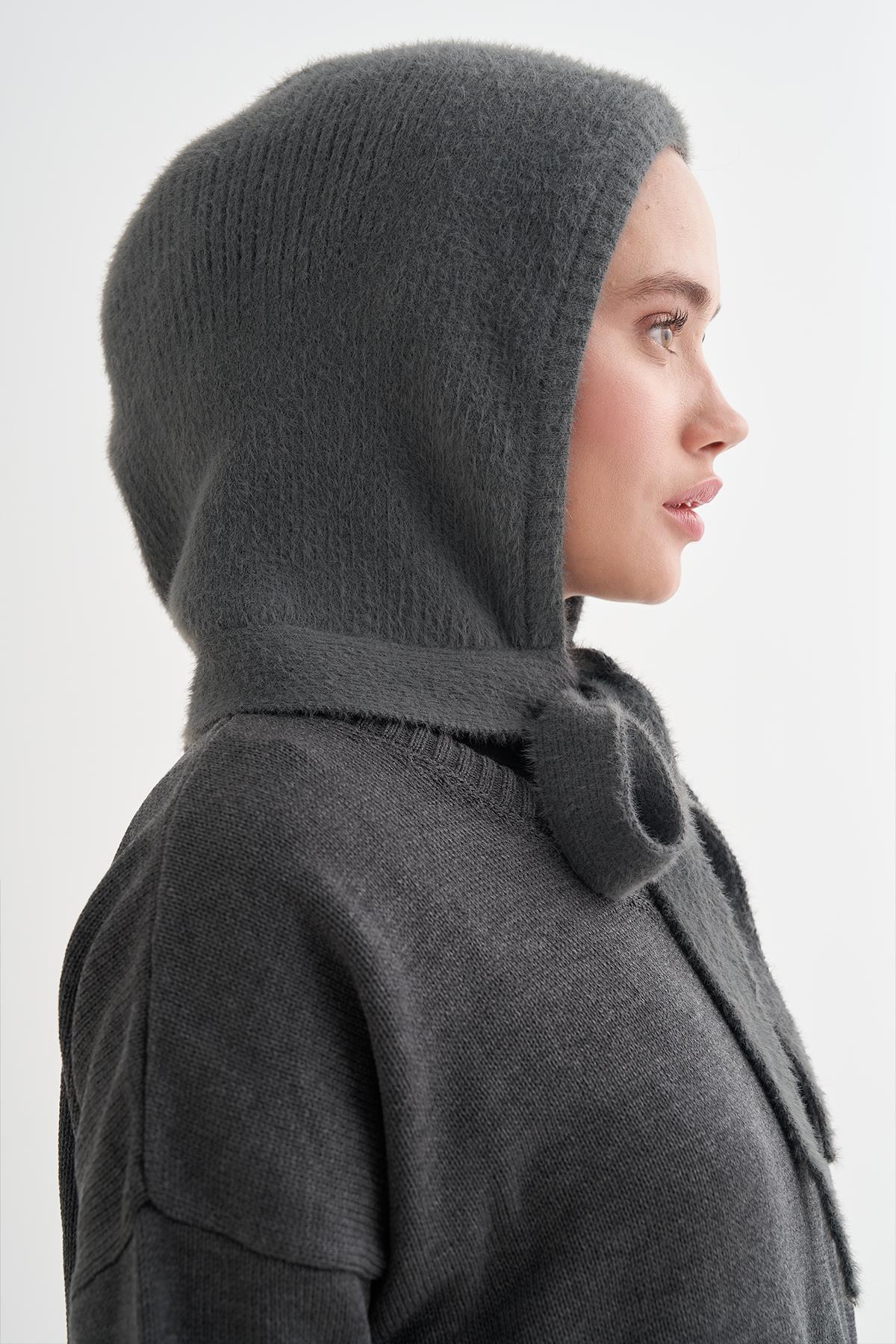 Knit Balaclava Bere Başlık Antrasit