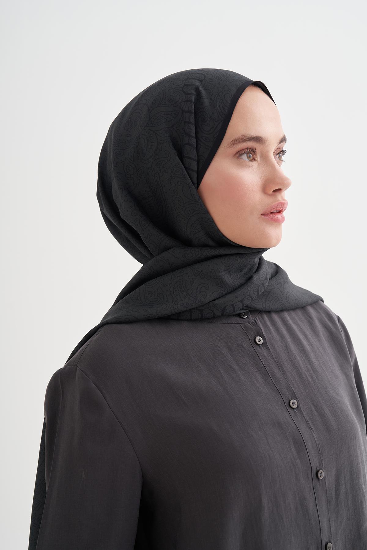 Elenora Monogram Floş Şal Antrasit