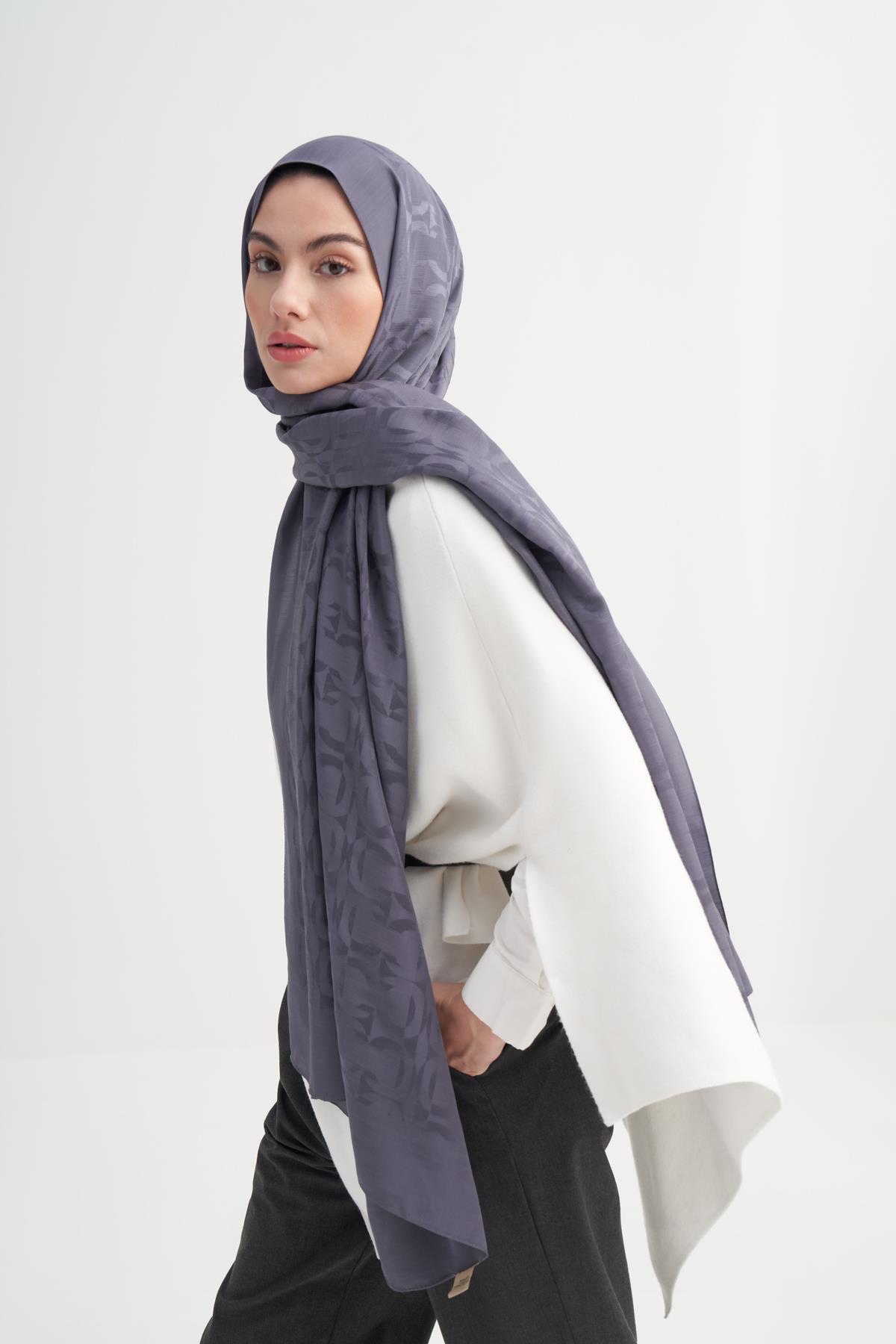 Blok Desen Rina Floş Jakar Şal Füme