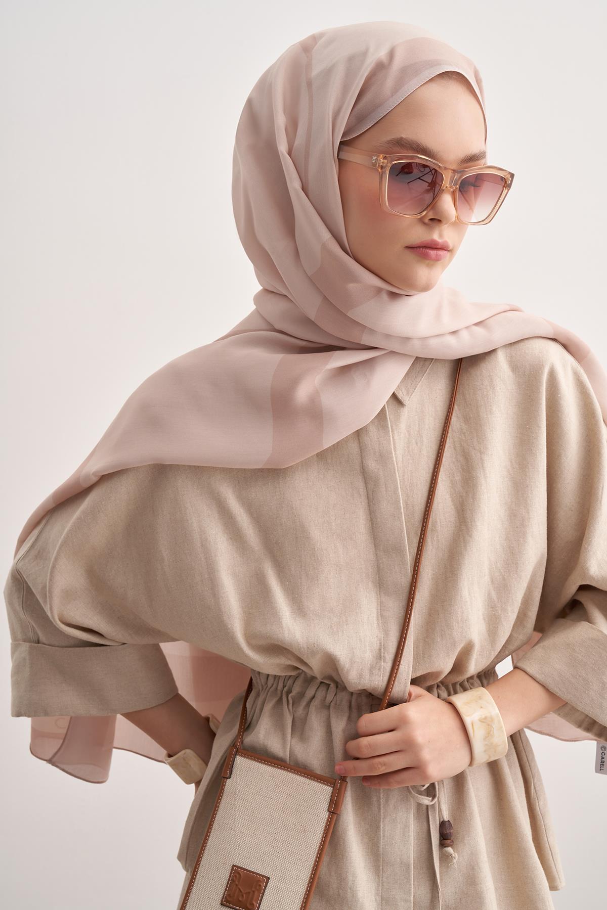 Linea Bej Monogram Floş Şal