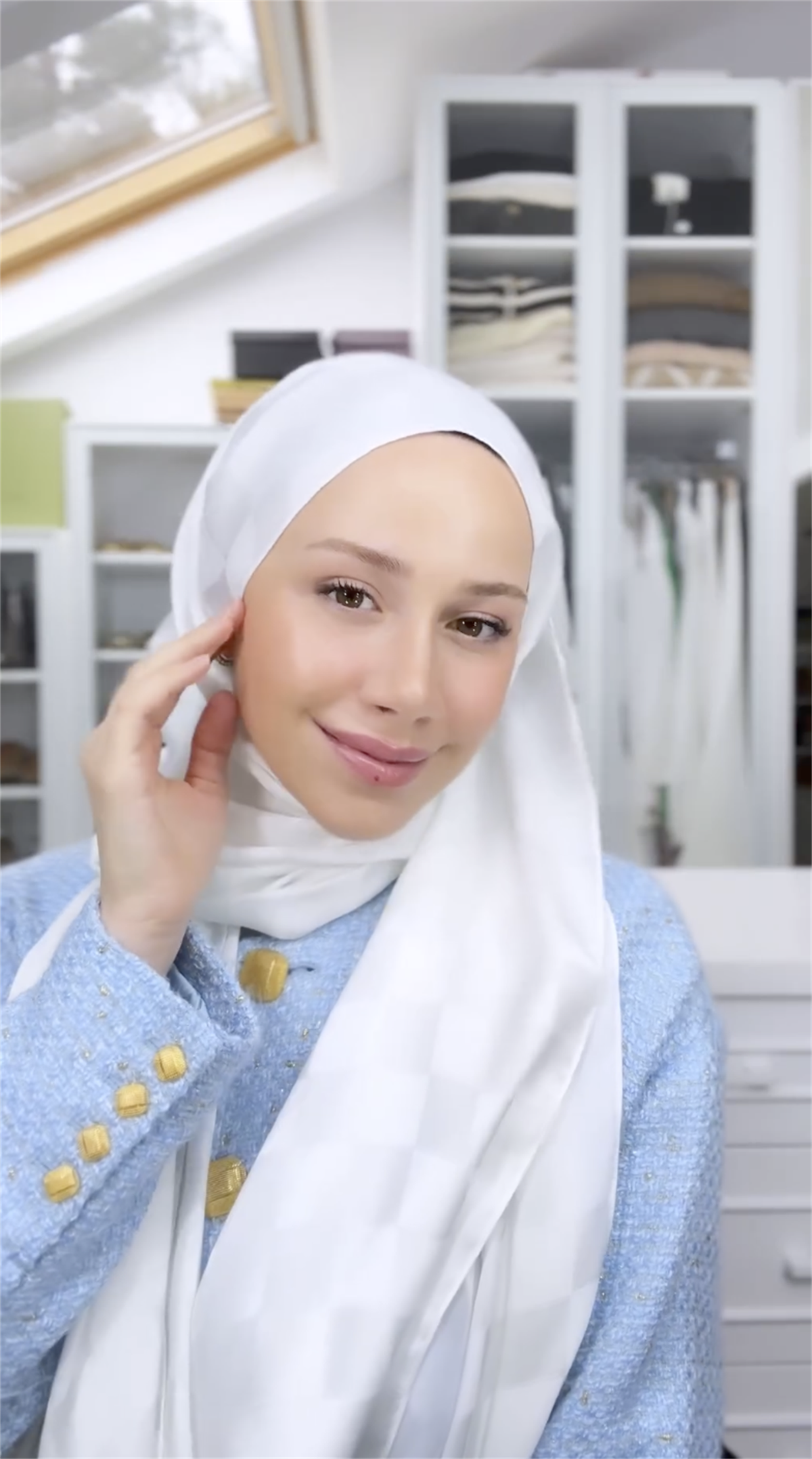 Feyzanın Terchi Dama Jakar İtalyan İpekli Şal Ekru