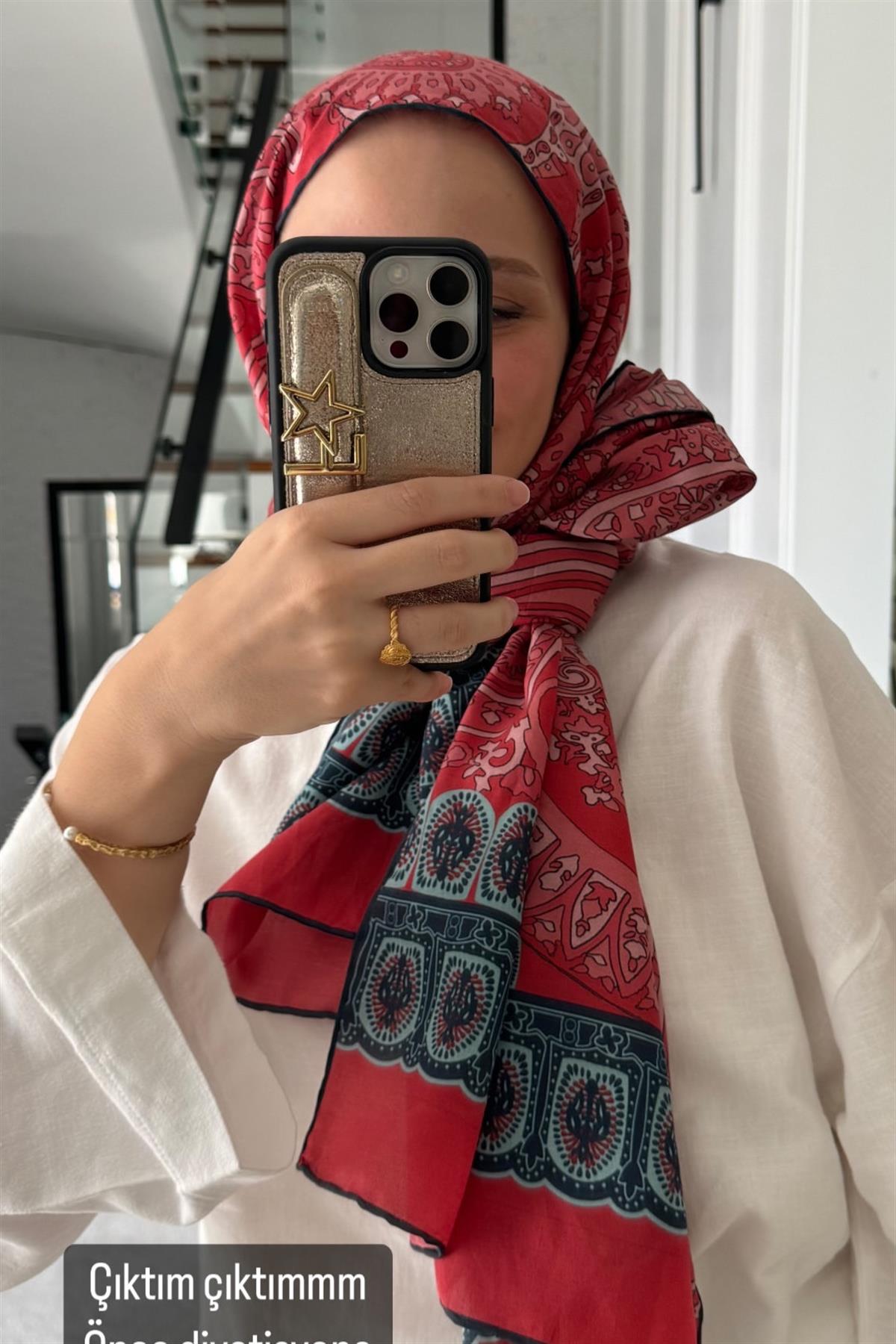 Feyzanın Tercihi Roots Nar Çiçeği Comfy İpek Şal