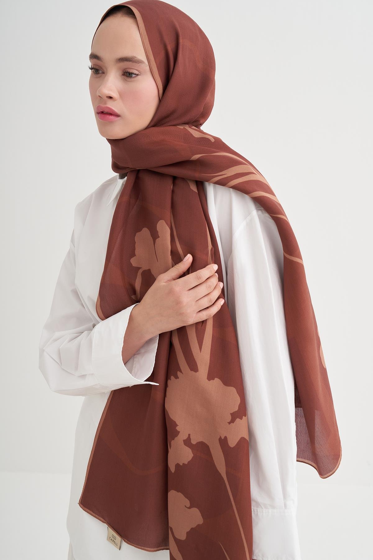 Vera Monogram Floş Şal Taba