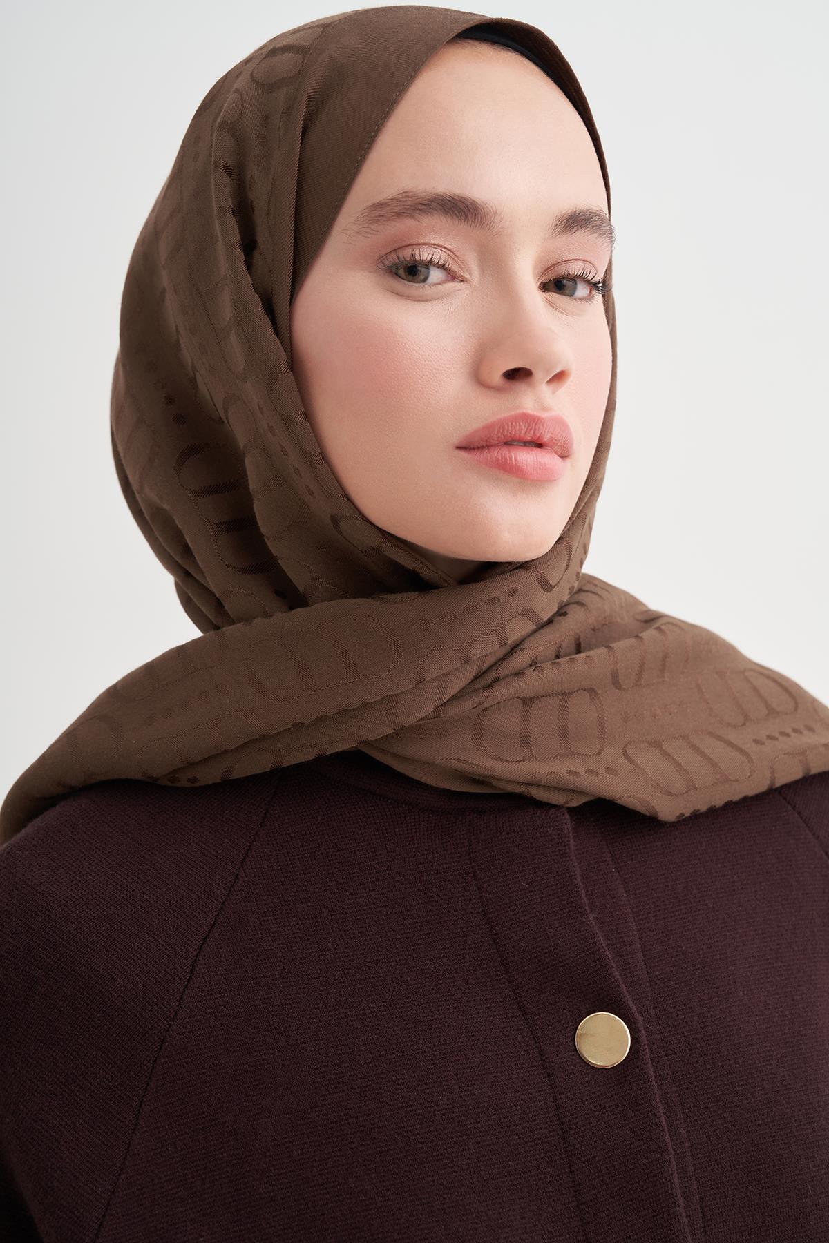 Luxe Desen Liora Pamuk Şal Mocha