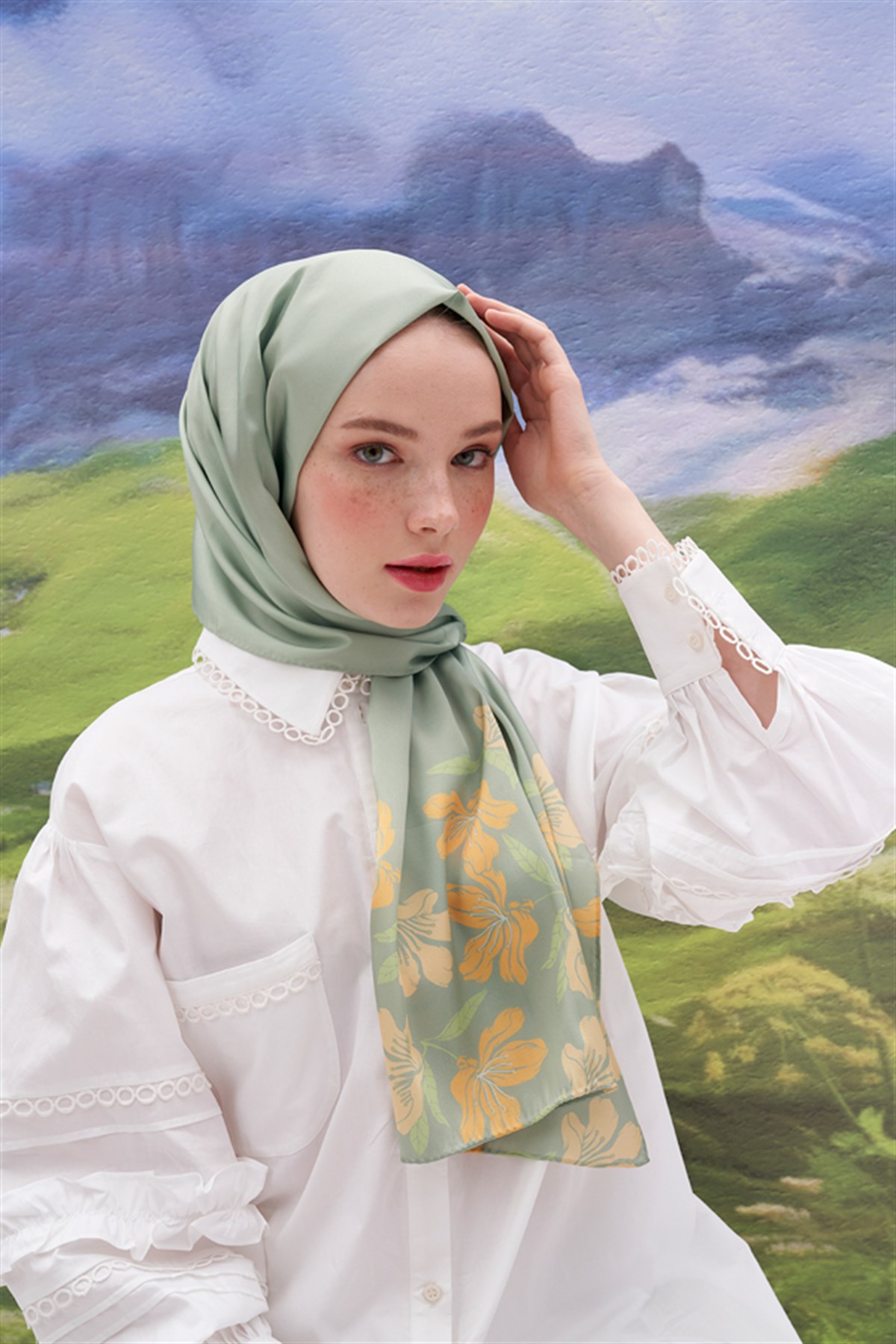 Florel Yeşil Twill Şal