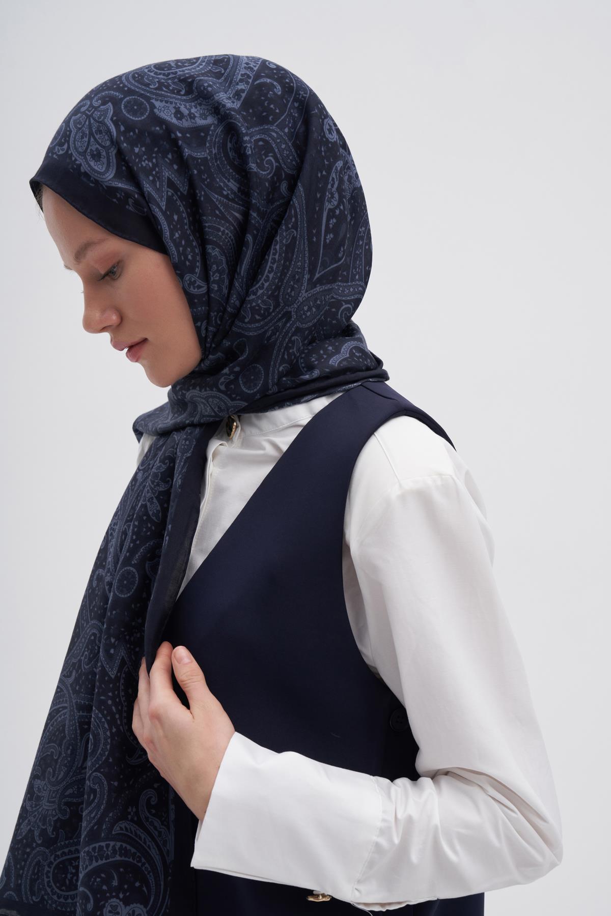 Flow İndigo Early İpek Şal