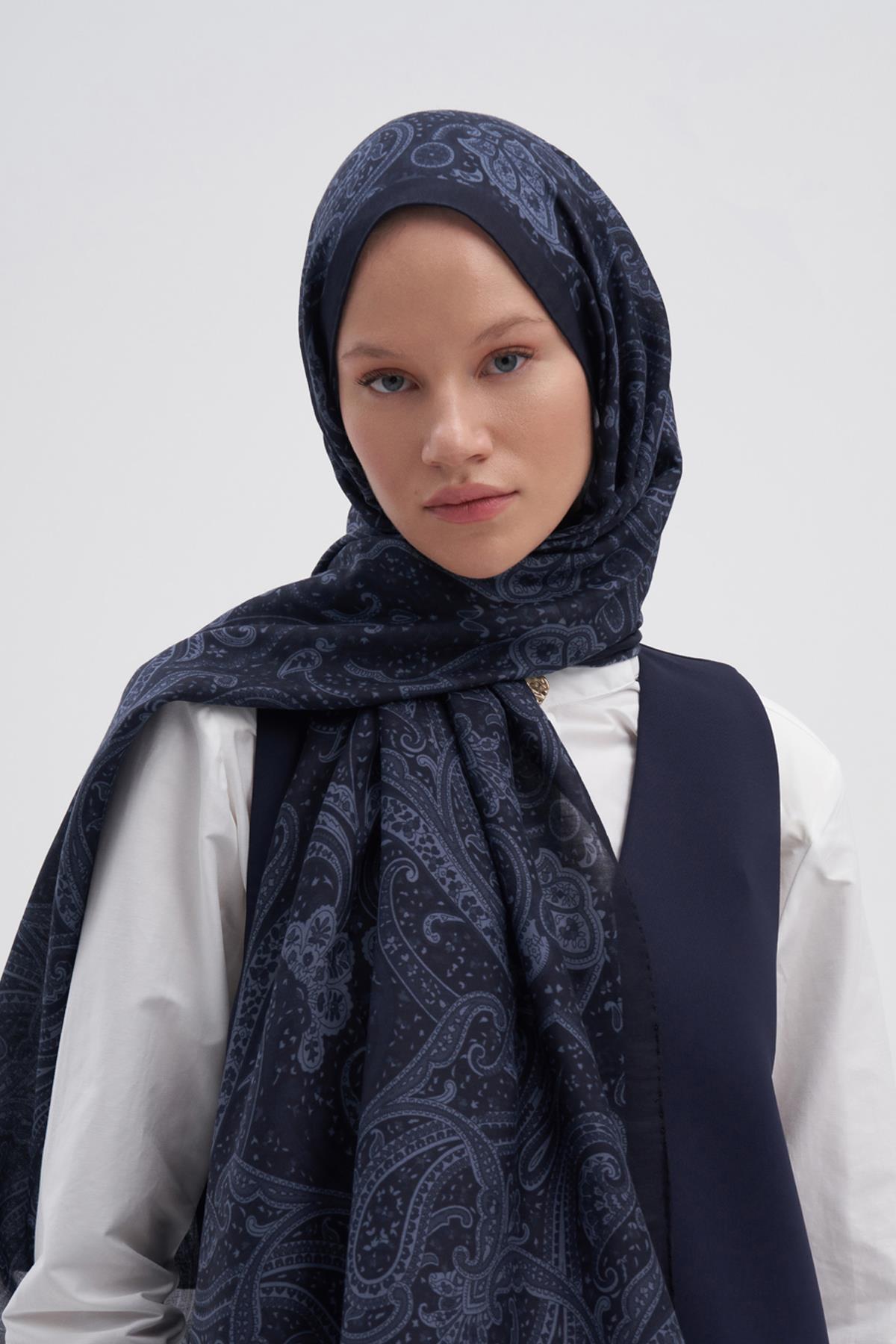 Flow İndigo Early İpek Şal