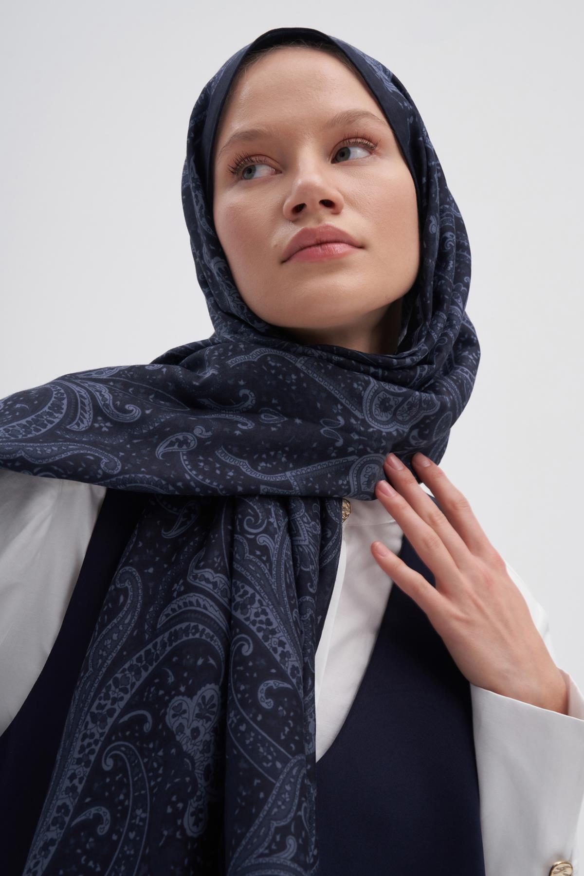 Flow İndigo Early İpek Şal