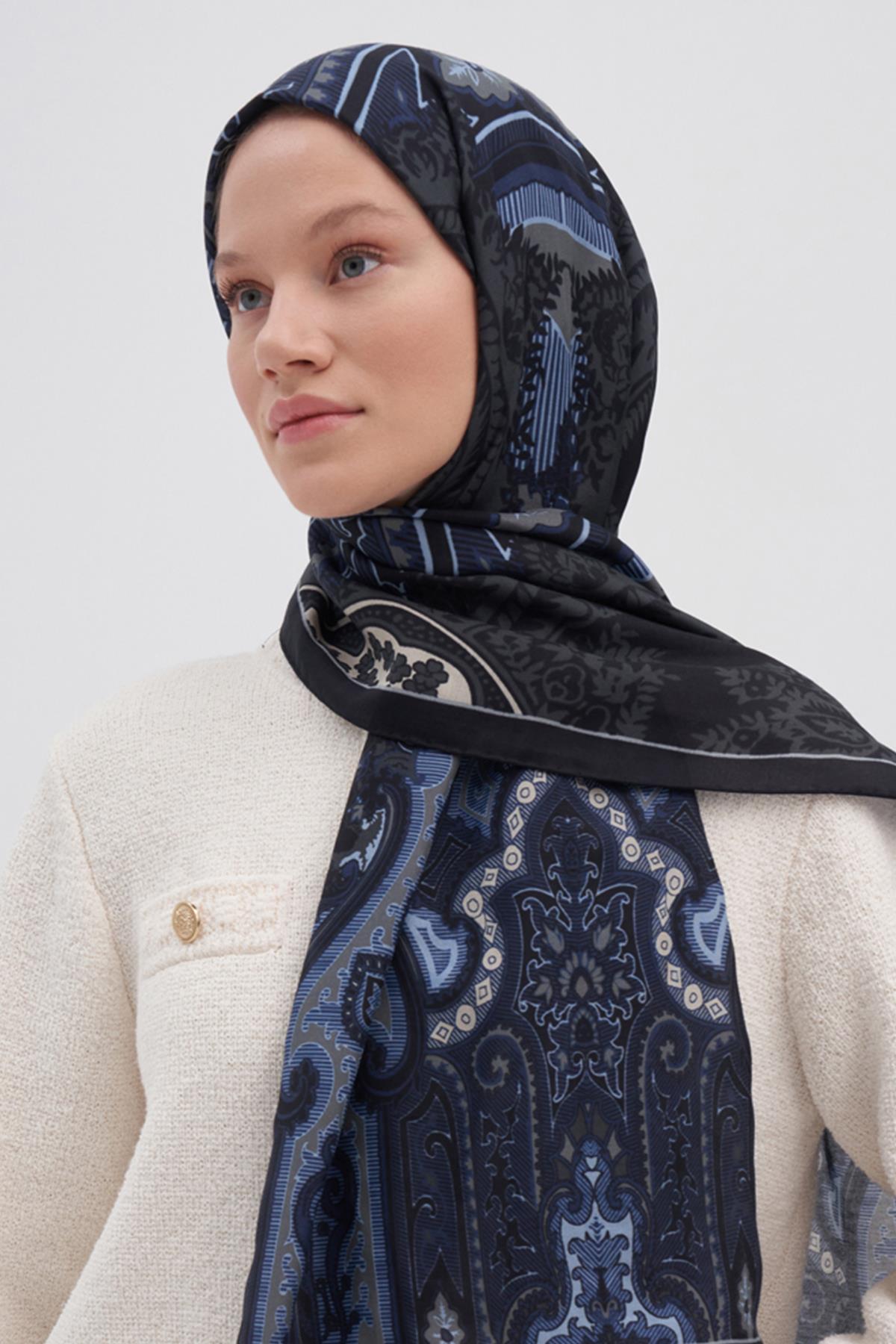 Harmony Mavi Early İpek Şal