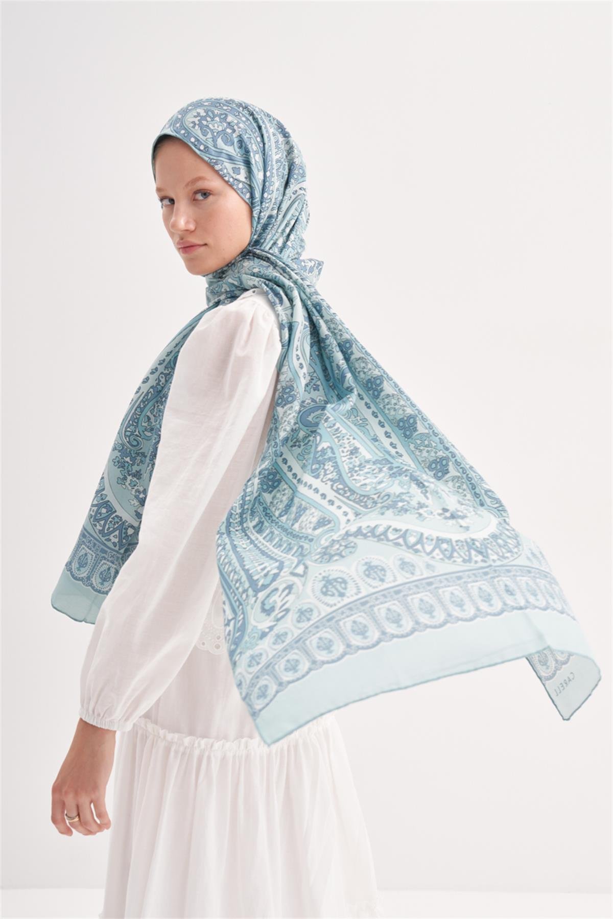 Hues Mavi Comfy İpek Şal