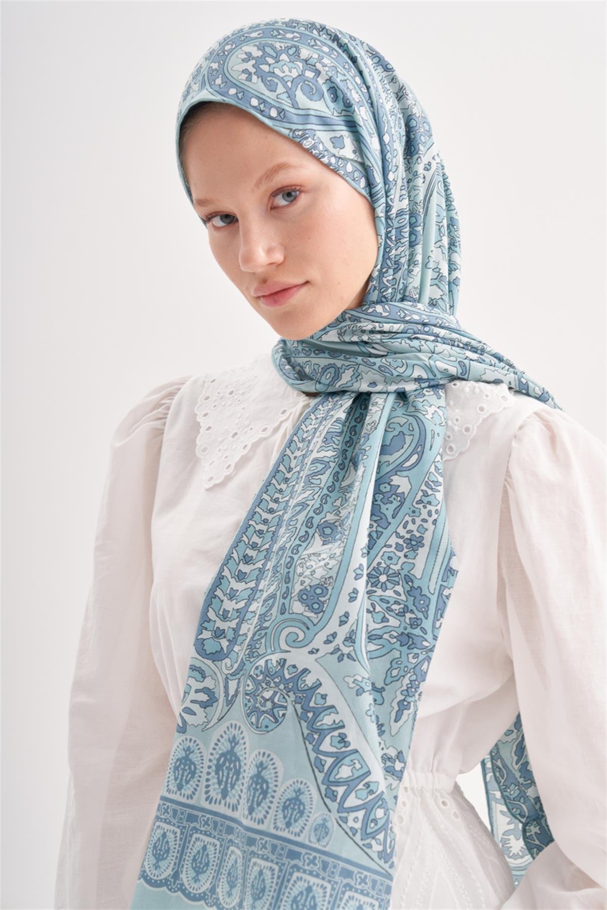 Hues Mavi Comfy İpek Şal