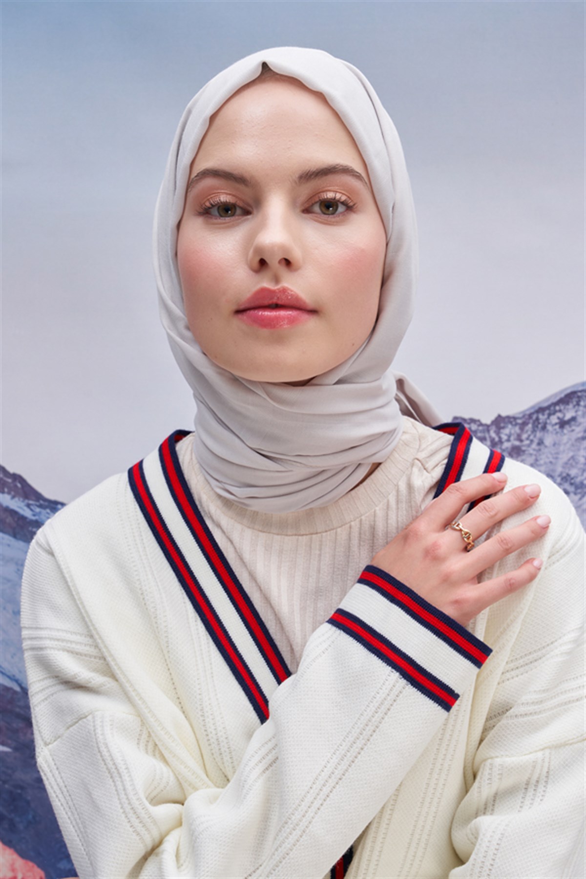 Kare Desen Modal Jakar Şal Gümüş