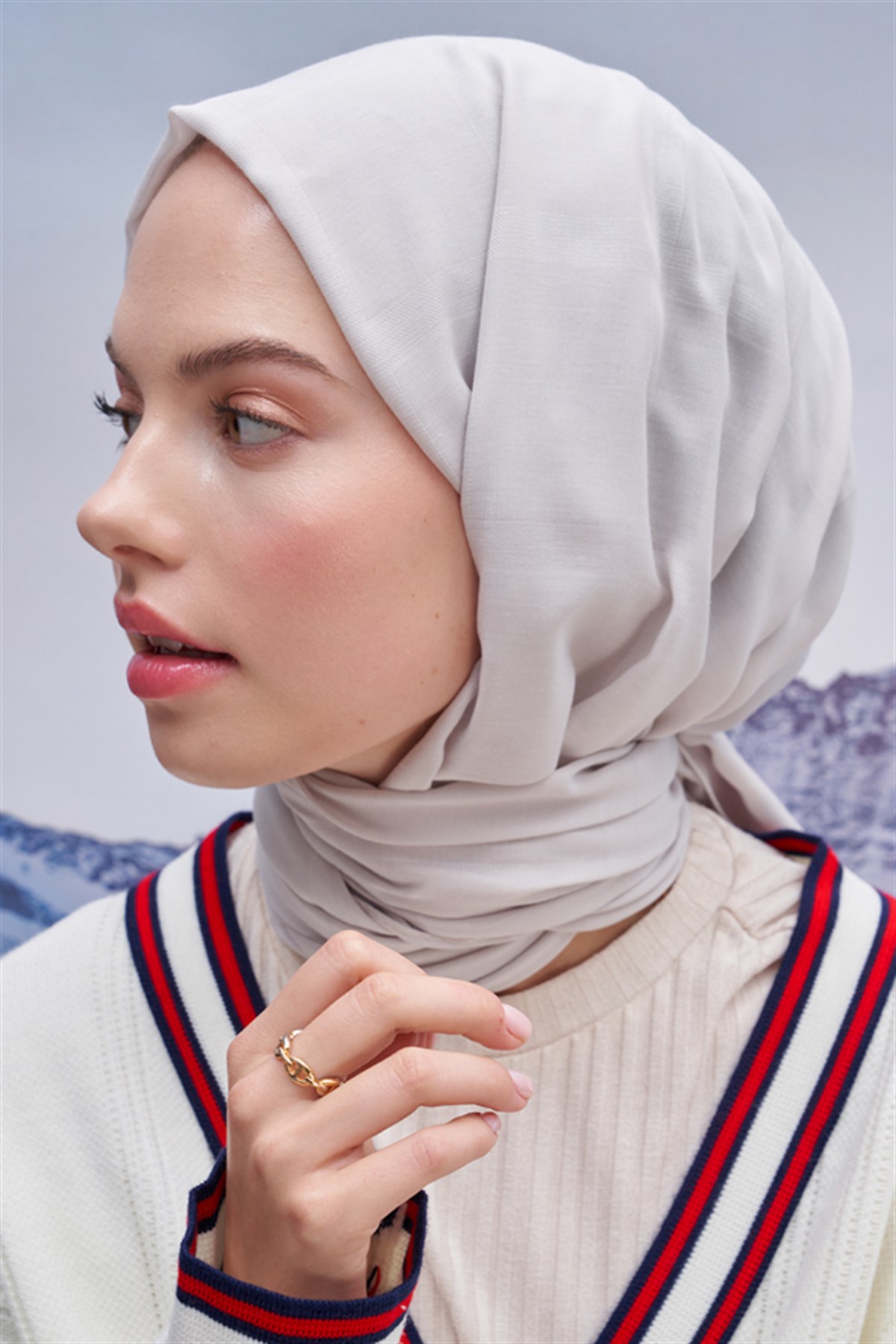 Kare Desen Modal Jakar Şal Gümüş