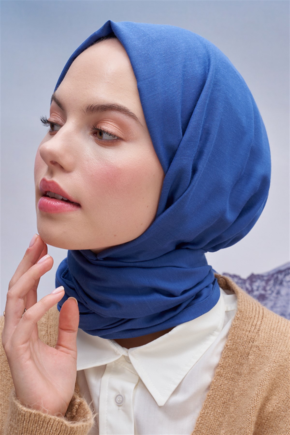 Kare Desen Modal Jakar Şal İndigo