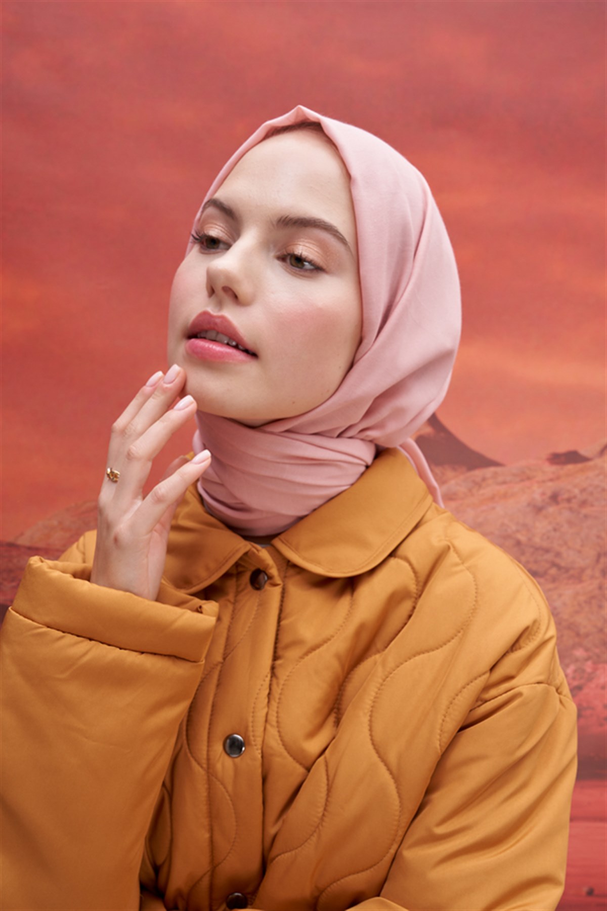 Kare Desen Modal Jakar Şal Pudra