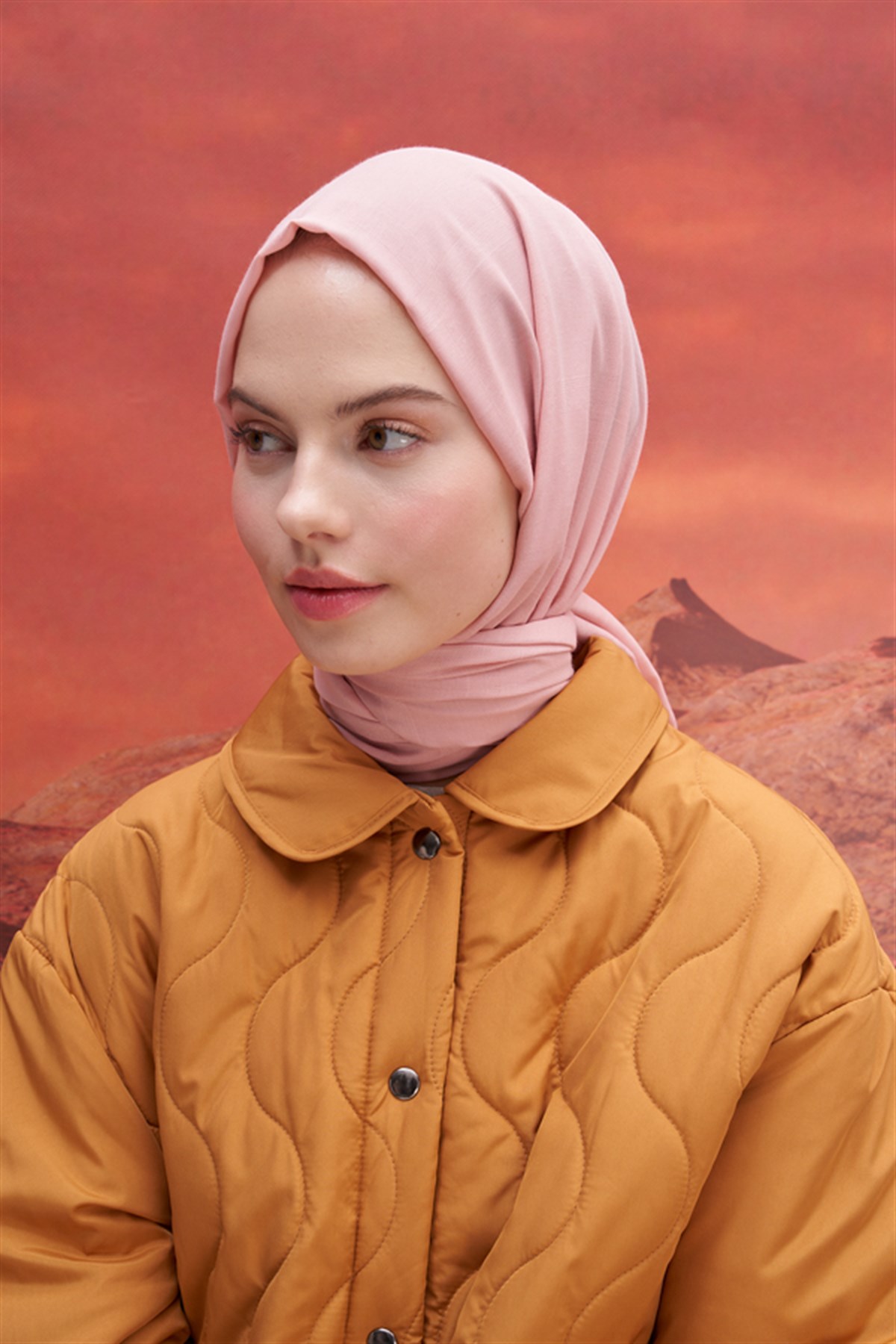 Kare Desen Modal Jakar Şal Pudra