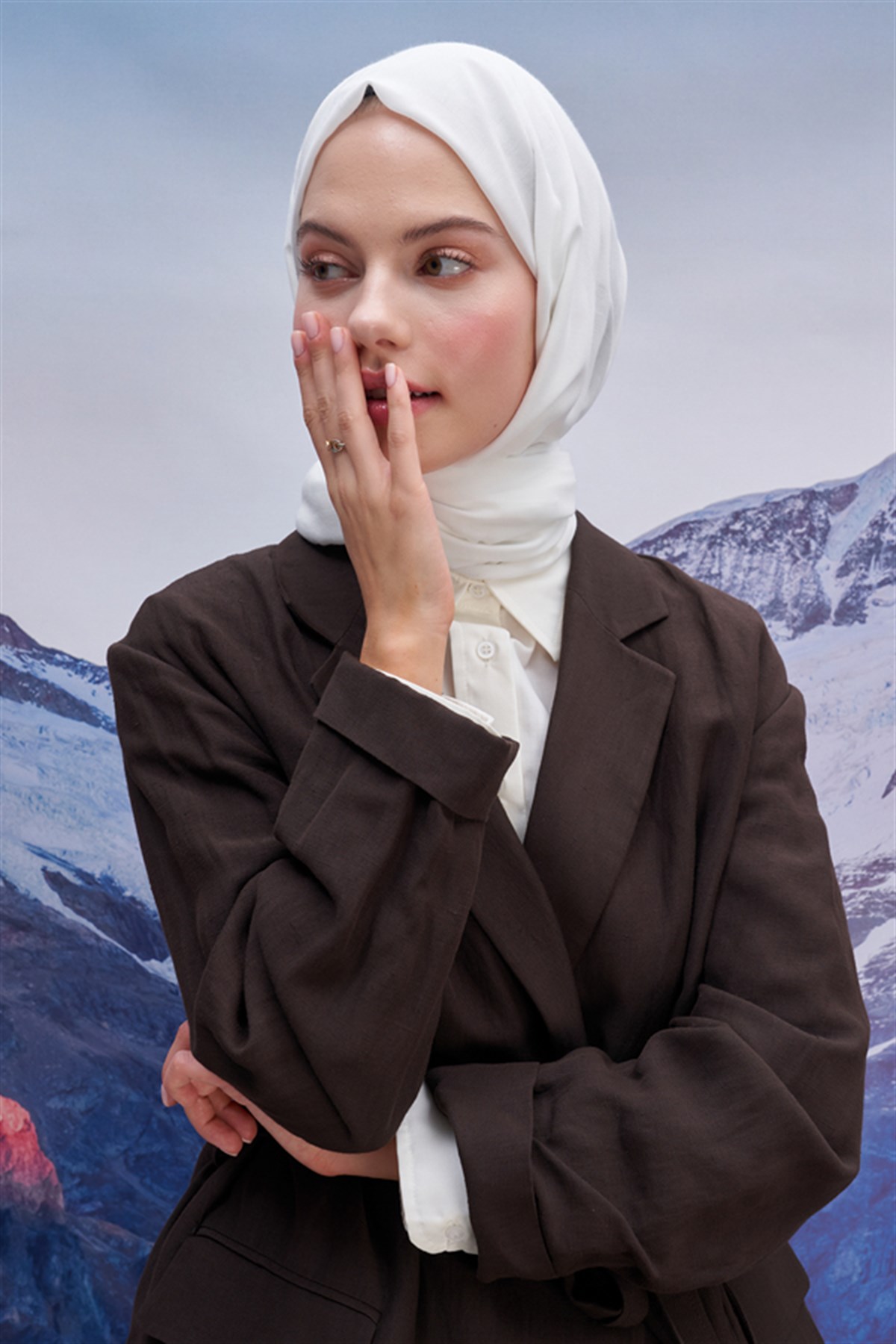 Kare Modal Jakar Şal Ekru