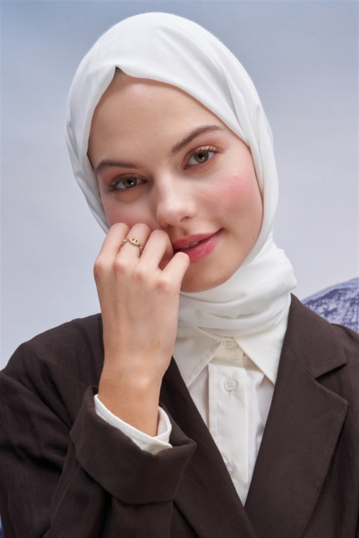 Kare Modal Jakar Şal Ekru