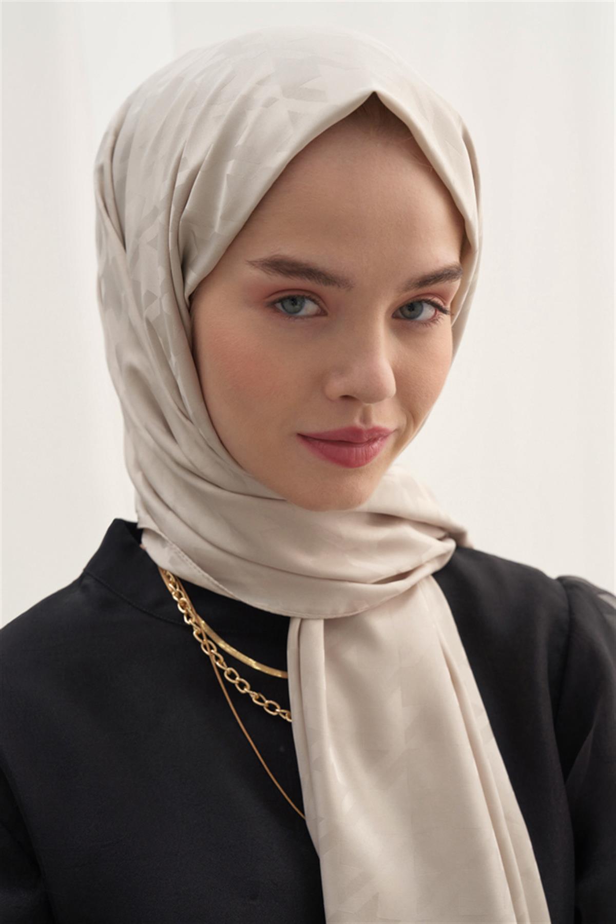 Kazayağı Desen Pamuk İpek Şal Camel