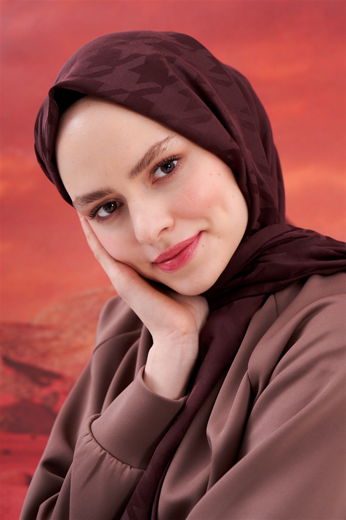 Kazayağı Jakar İtalyan İpekli Şal Acı Kahve